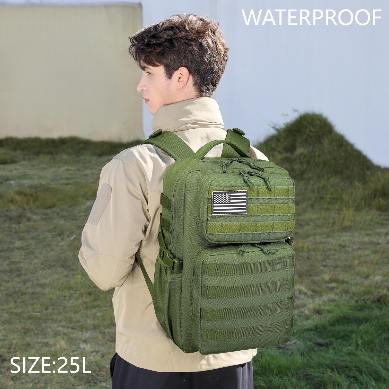 Waterproof Military Tactical Backpack   3 Day Assault Pack, Molle Daypack with W3