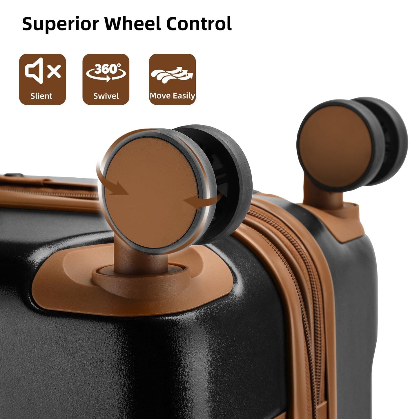 3-Piece Expandable Carry-On Luggage Set, Black - 22x14x9, TSA Lock, 360° Spinner6