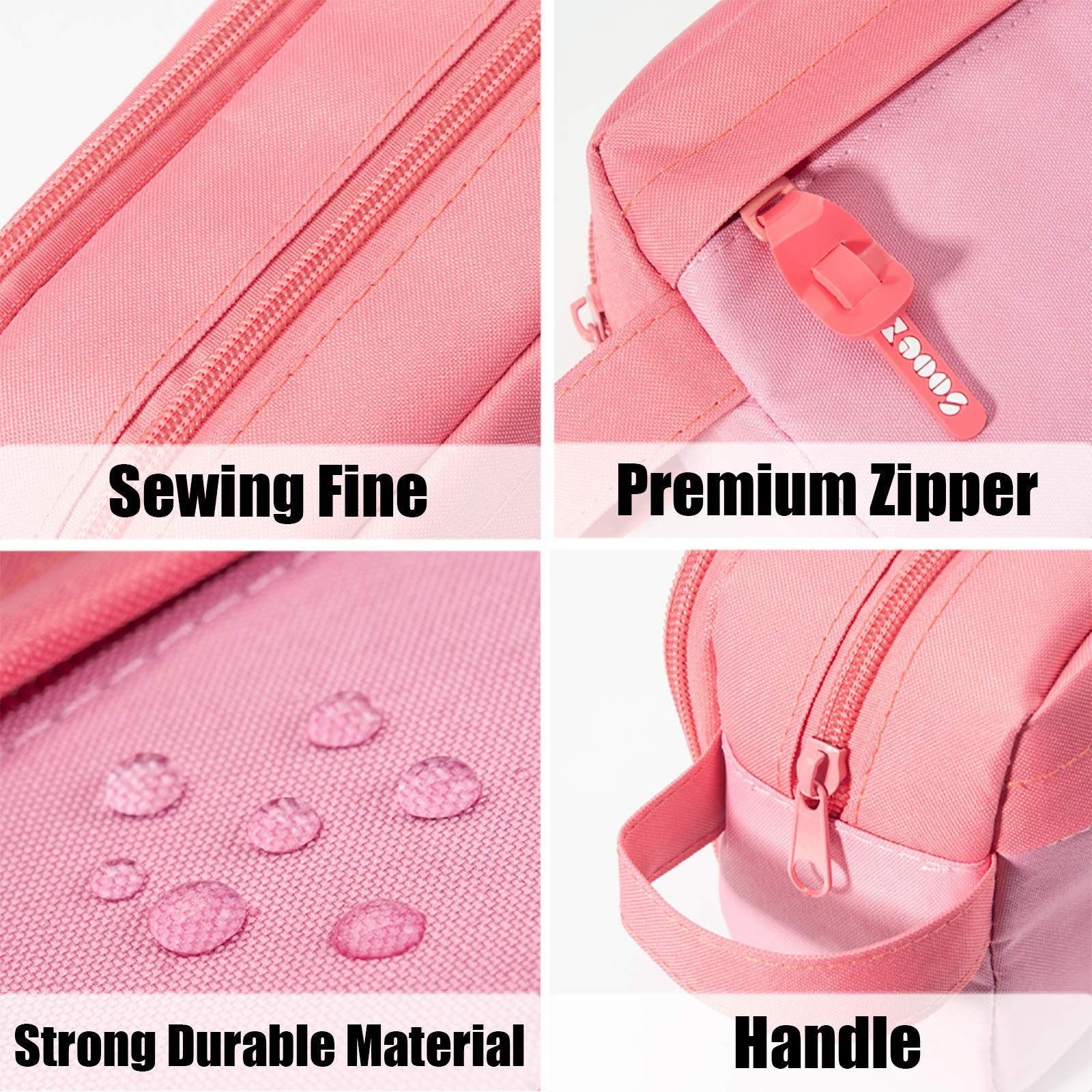 High Capacity Pencil Case Organizer   Big Pouch with Easy Grip Handle, Pink2
