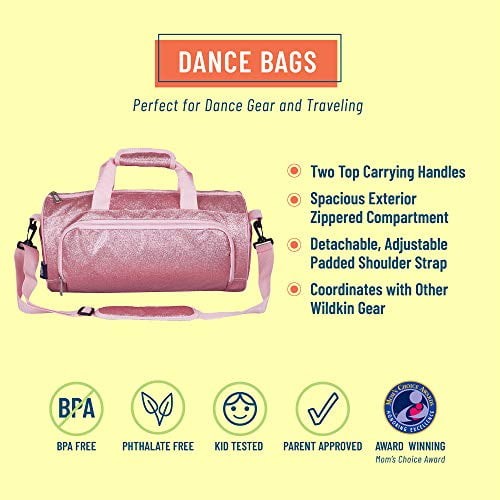 Kids Dance Bag for Boys and Girls, Lightweight, 17 Inch (Pink Glitter)3