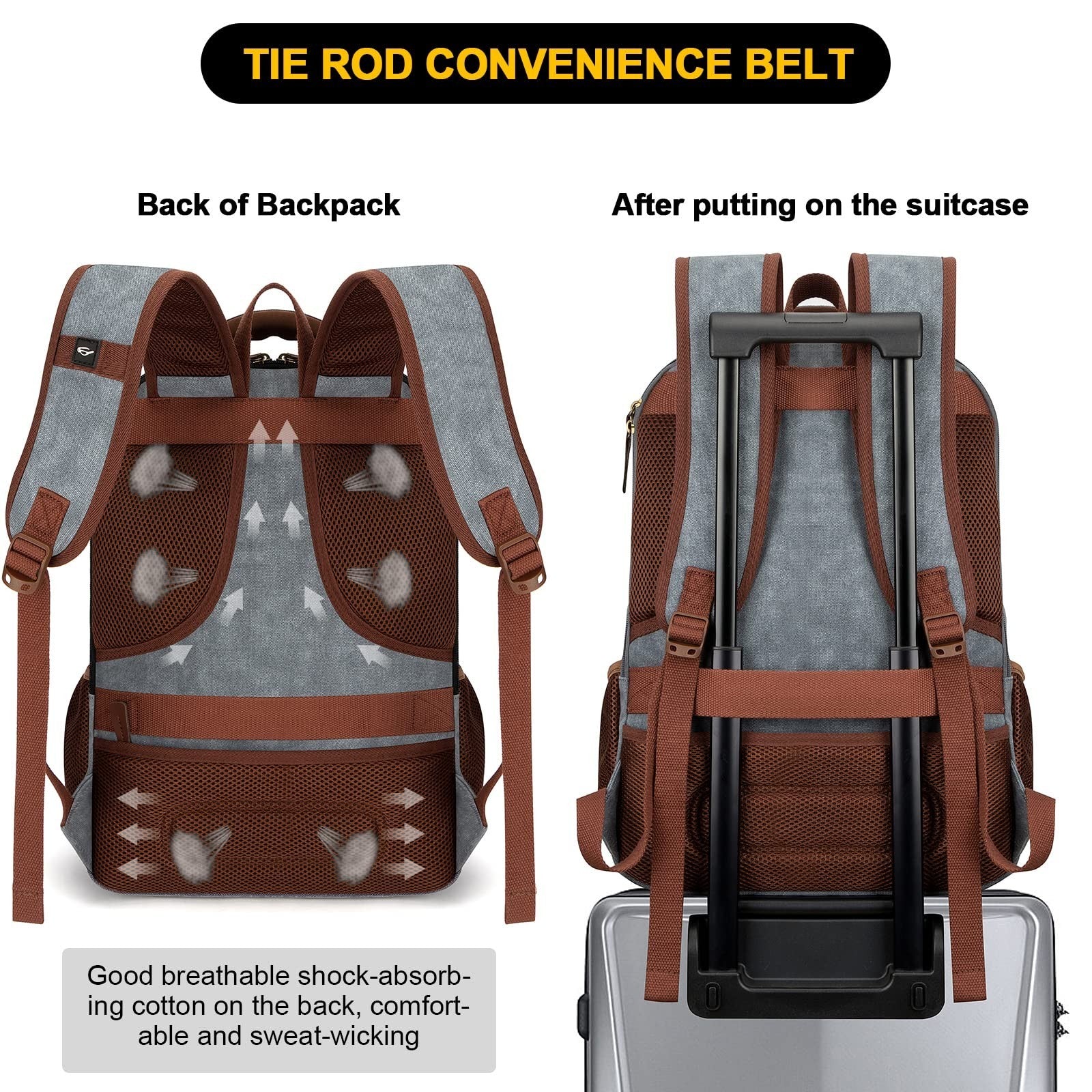 Stylish Canvas Laptop Backpack for Men & Women, 15.6" Rucksack, Large Capacity T5