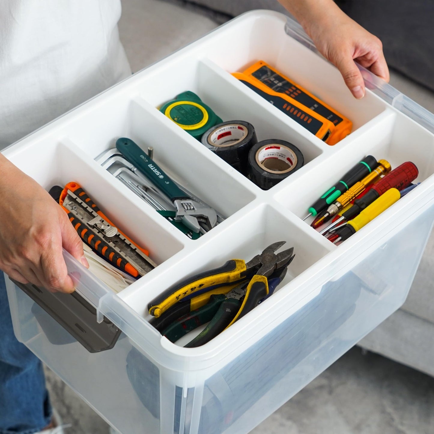 Clear Craft Organizers 32QT Storage Box Set   4 Packs with Tray for Easy Access6
