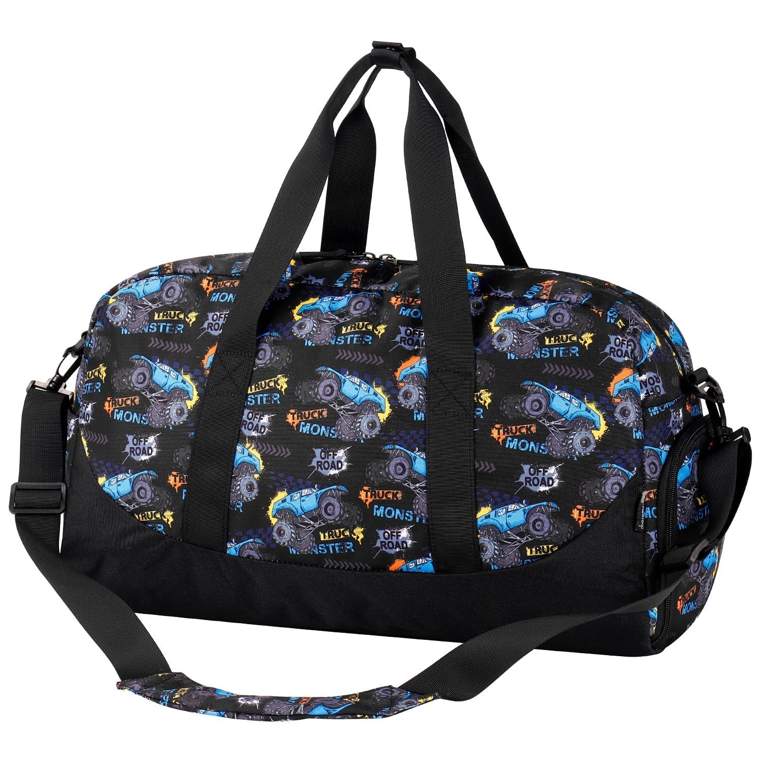 Kids Monster Truck Duffle Bag - Large Overnight Travel Bag with Shoe Compartment1