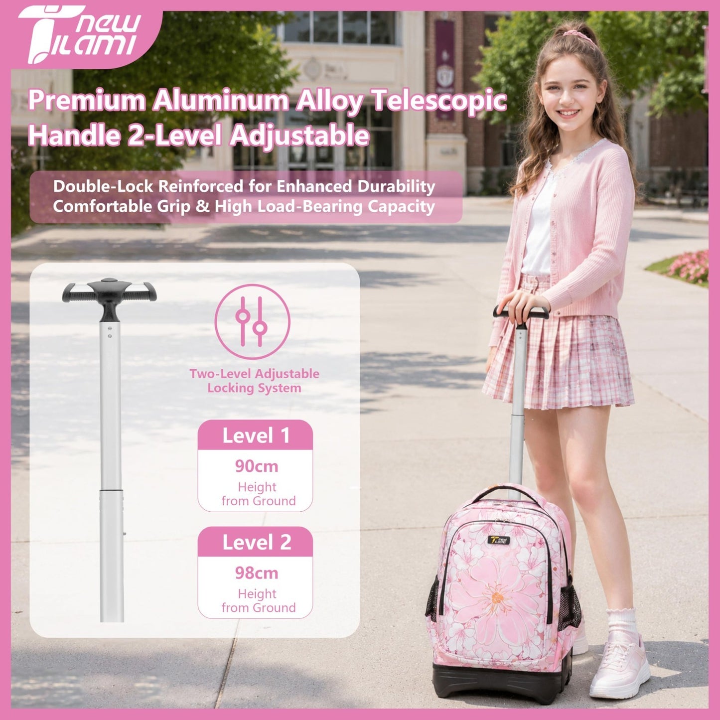 18" Rolling Backpack with Lunch Bag for Kids   School Travel Bag for Boys & Girl2