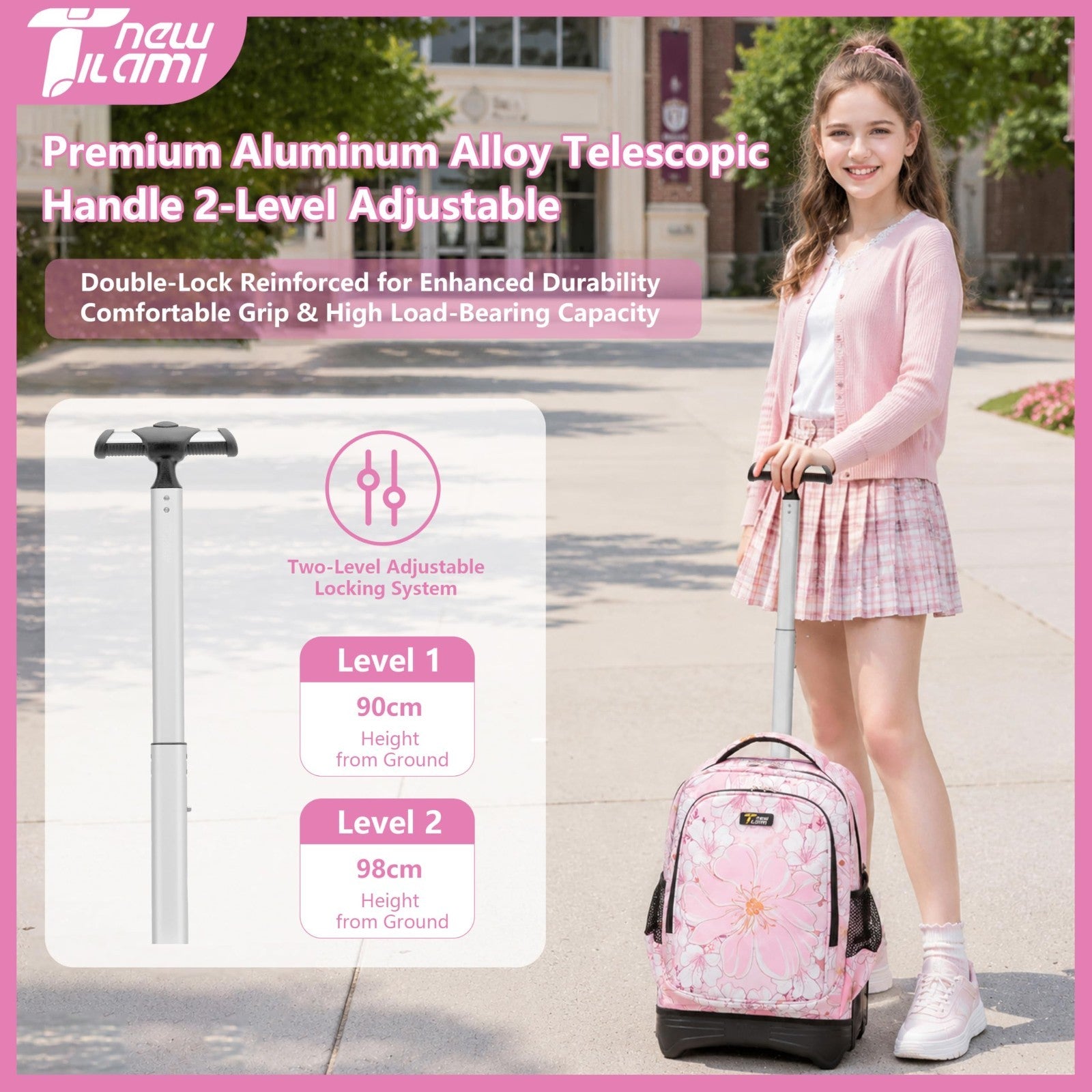 18" Rolling Backpack with Lunch Bag for Kids   School Travel Bag for Boys & Girl2