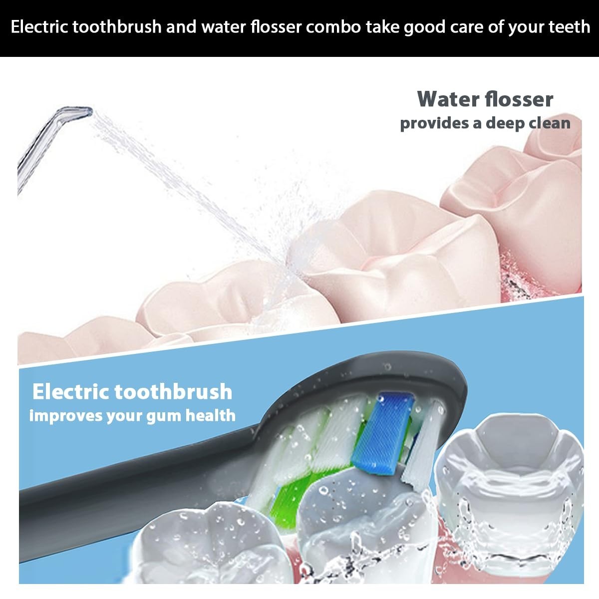2 in 1 Water Dental Flosser & Electric Toothbrush Combo for Teeth & Gum Health4