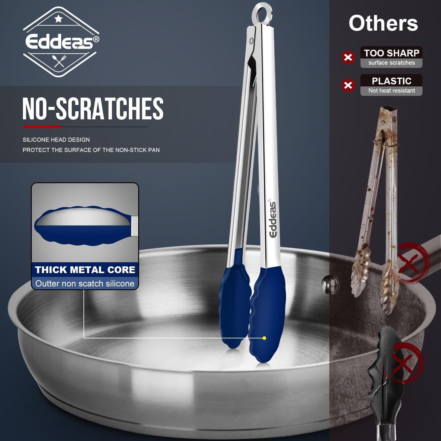 Heat Resistant Silicone Tongs Set   7", 9", & 12" Kitchen Cooking Tools, Locking3