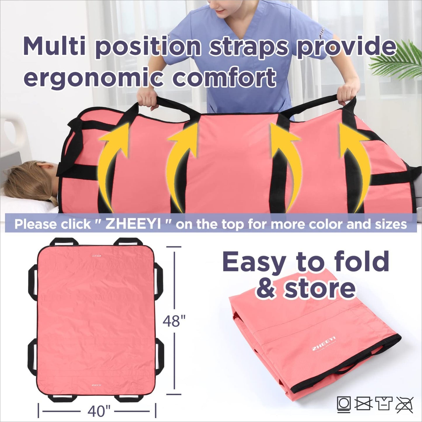 Multipurpose 48" x 40" Bed Pad   Washable Patient Sheet for Lifting & Reposition3