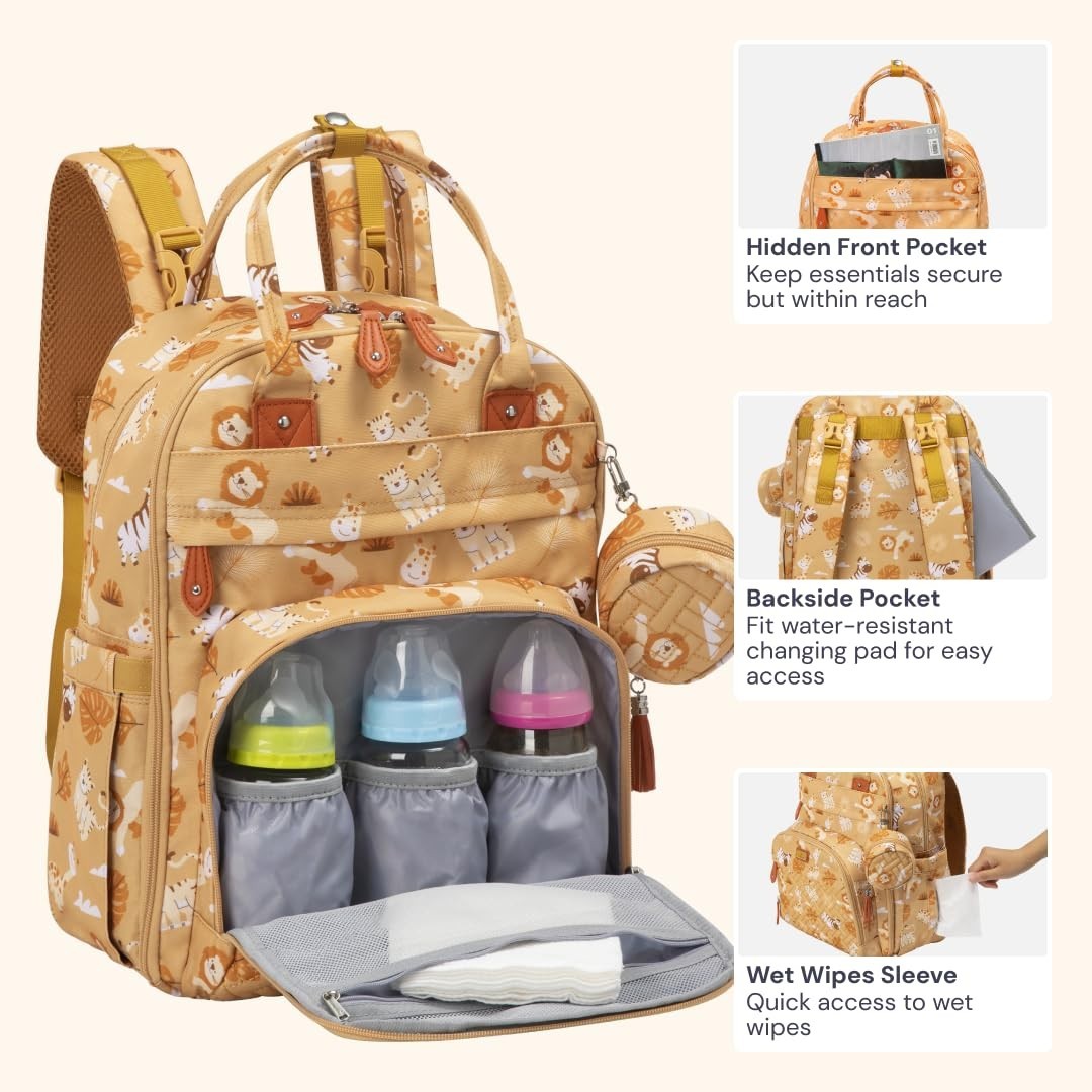 Multi Function Water Resistant Diaper Bag Backpack   Baby Travel Tote, Changing4