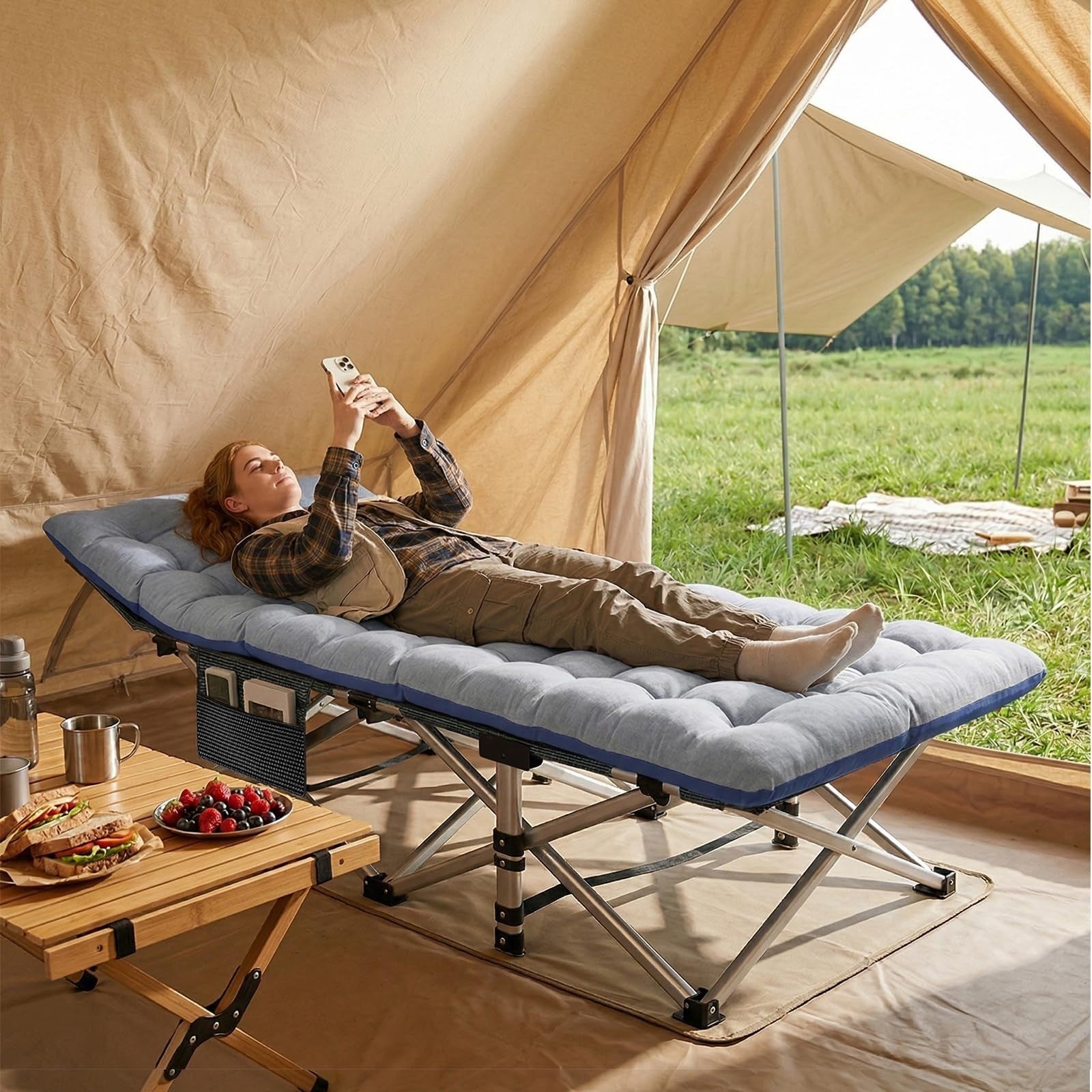 Folding Camping Cot for Adults   28" Wide, Heavy Duty Steel Frame, 800 lbs Capac3