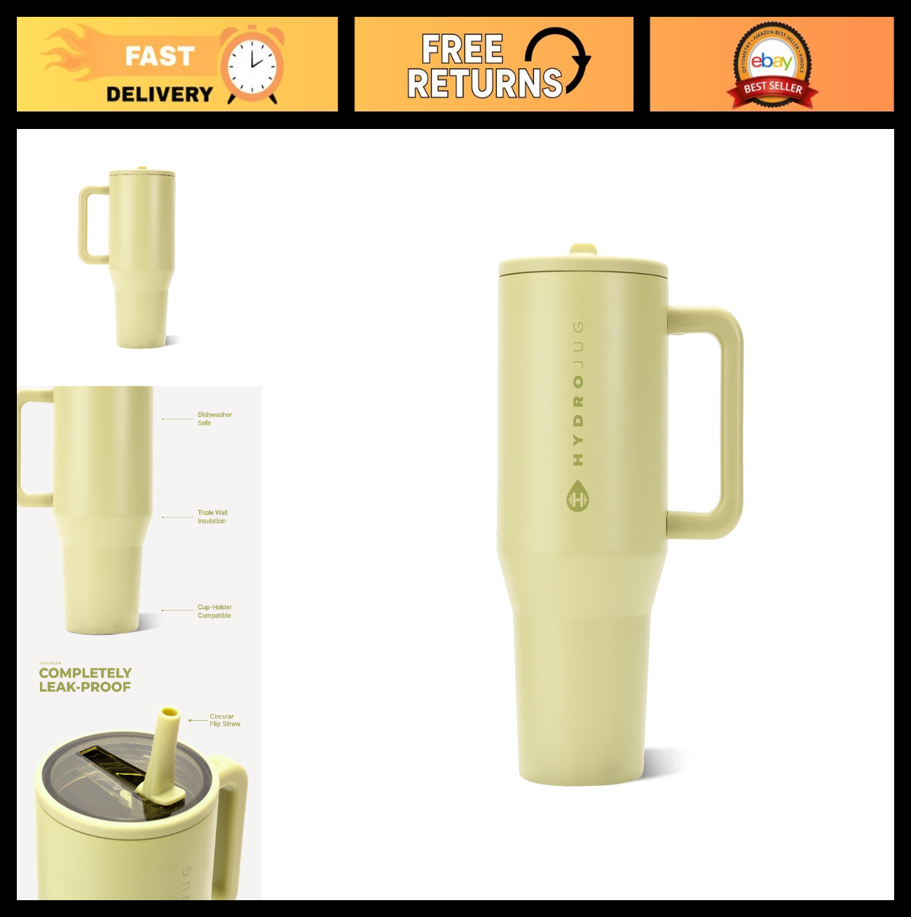 40oz Insulated Tumbler with Handle & Straw   Travel Mug, Olive Green Color0