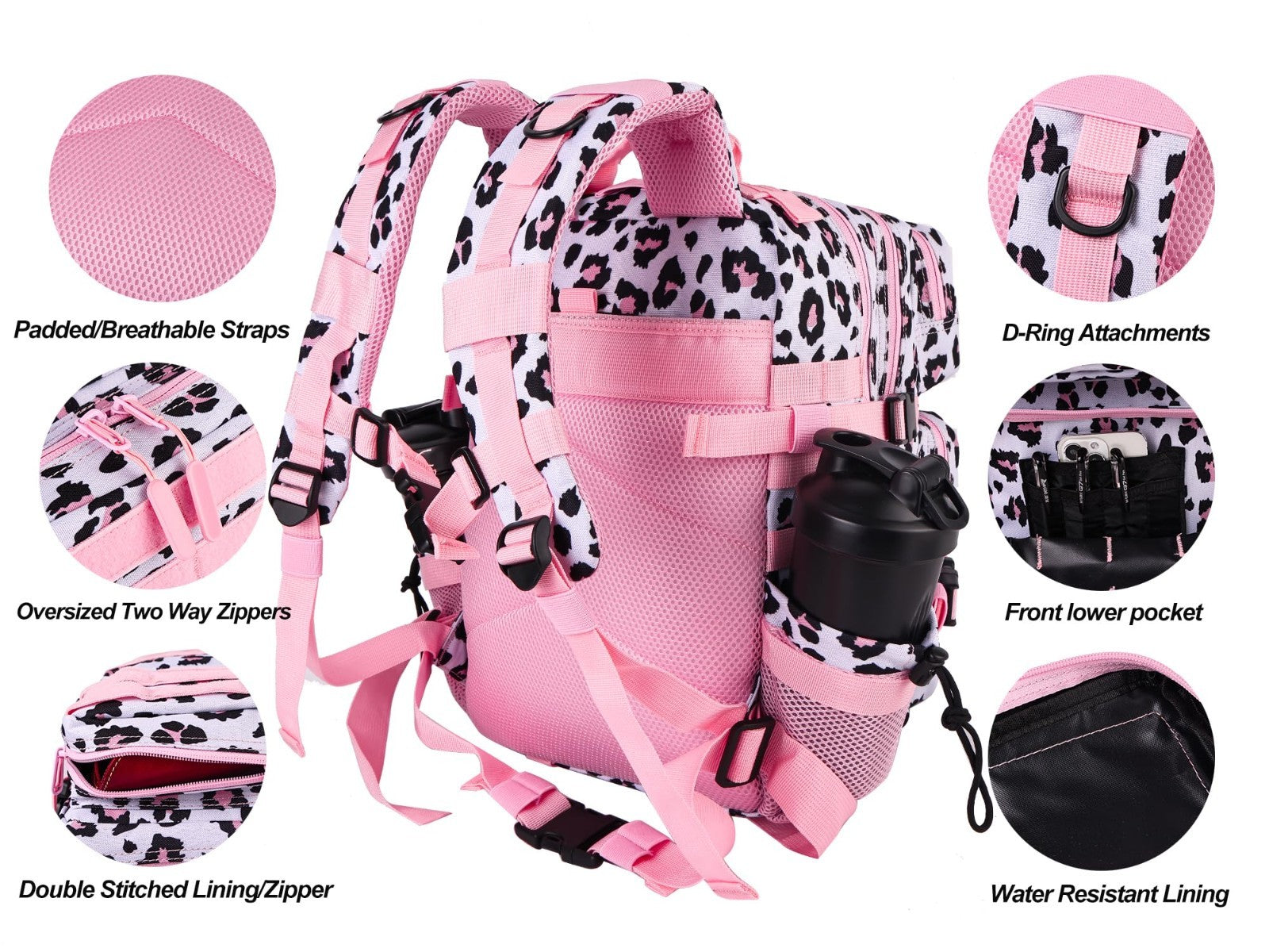 Tactical Military Backpack 25L/35L Army Assault Pack Rucksack with Bottle Holder3