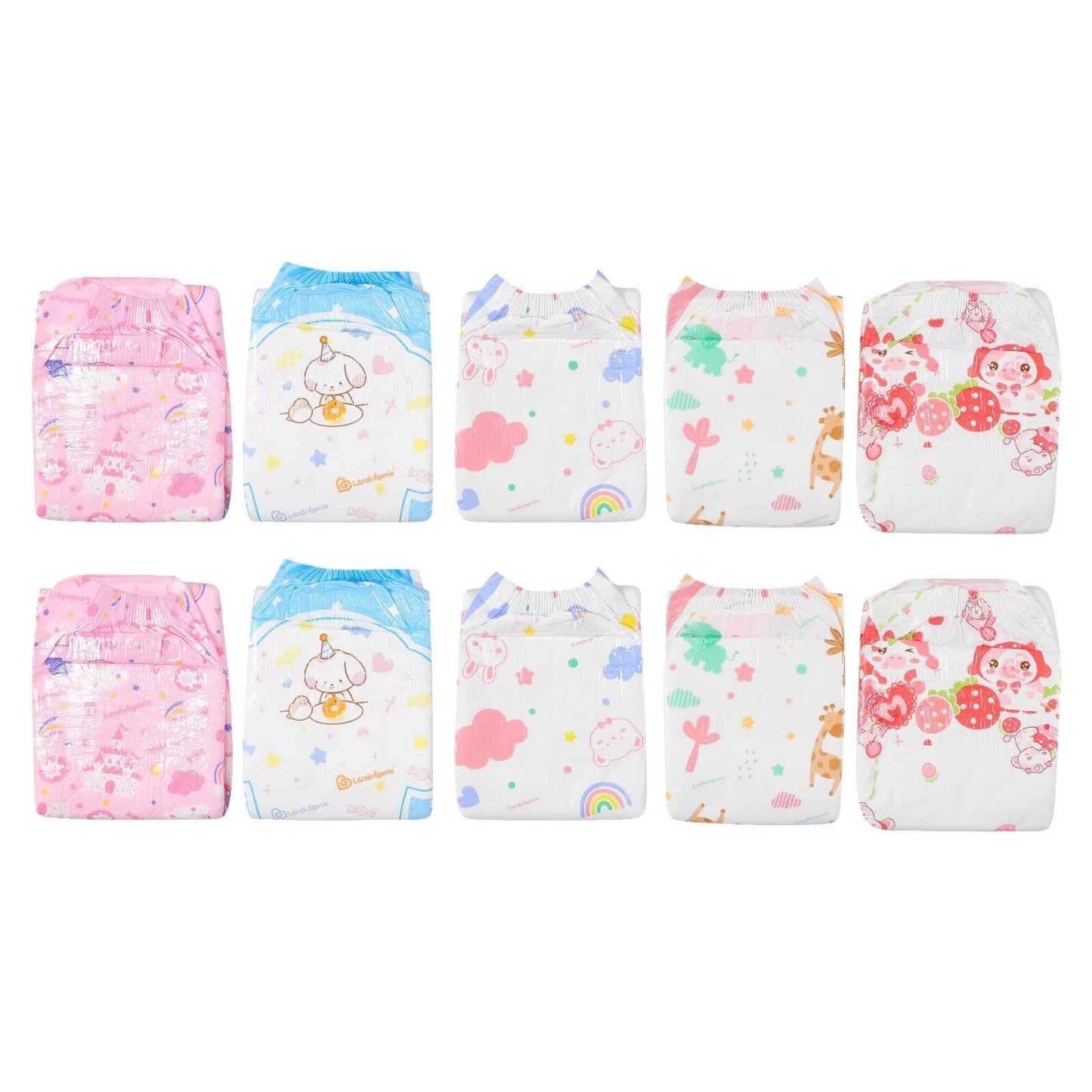 Adult Diapers 10 Count - 5 Patterns, 5000 mL Absorbency, Leak-Proof, Elastic Cuf2