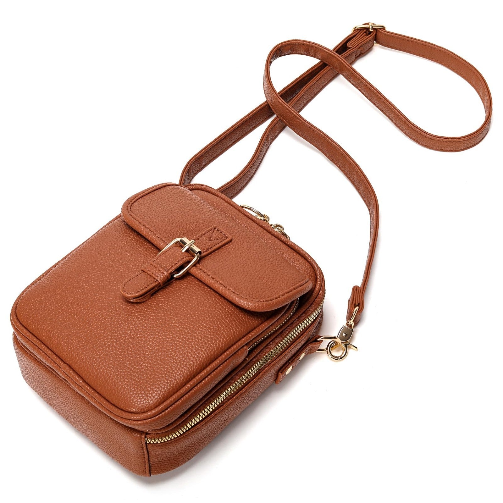 Vegan Leather Crossbody Bag for Women - Vintage Anti-Theft Messenger Purse with6