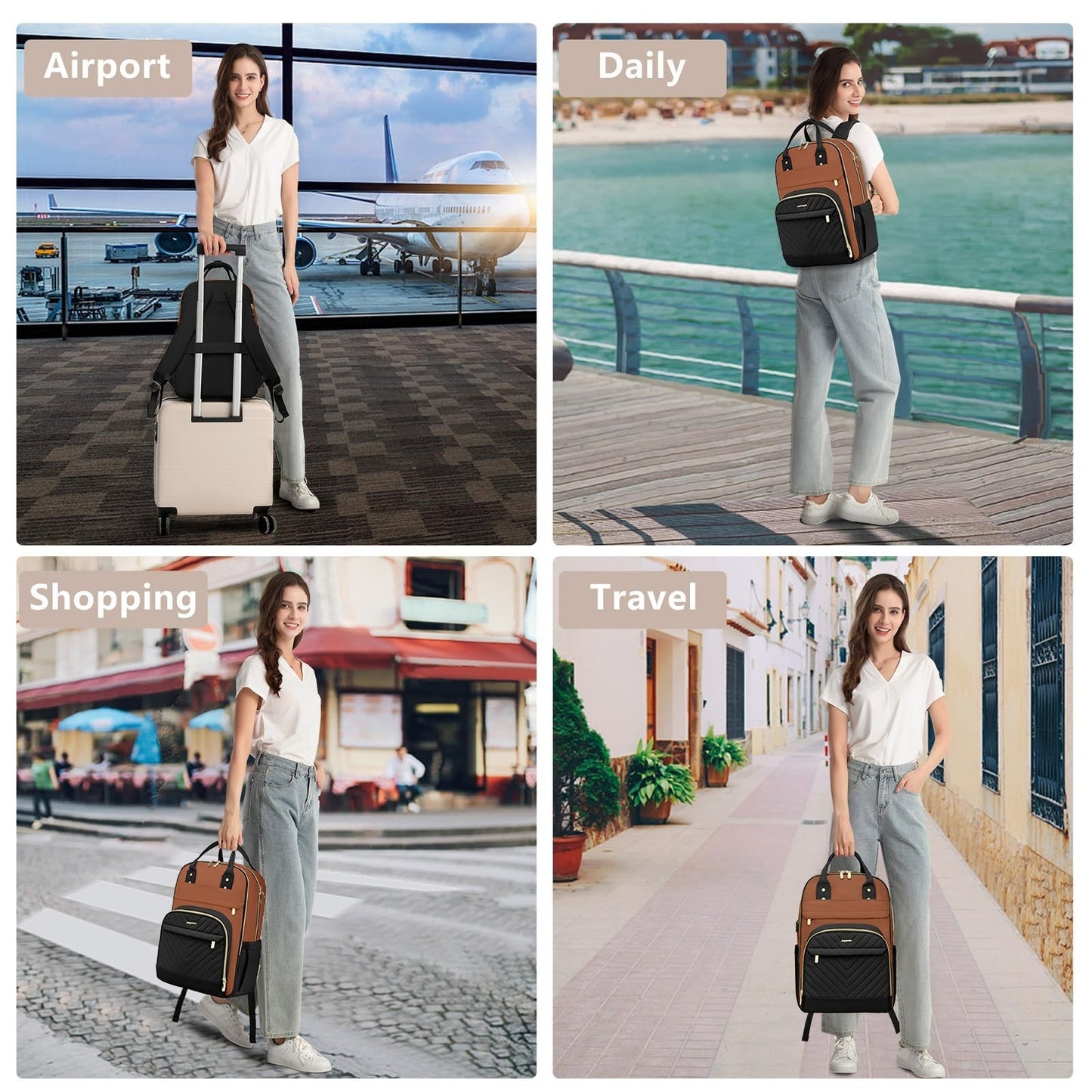 Stylish 15.6" Laptop Backpack for Women   Waterproof Travel Bag with USB Charger5