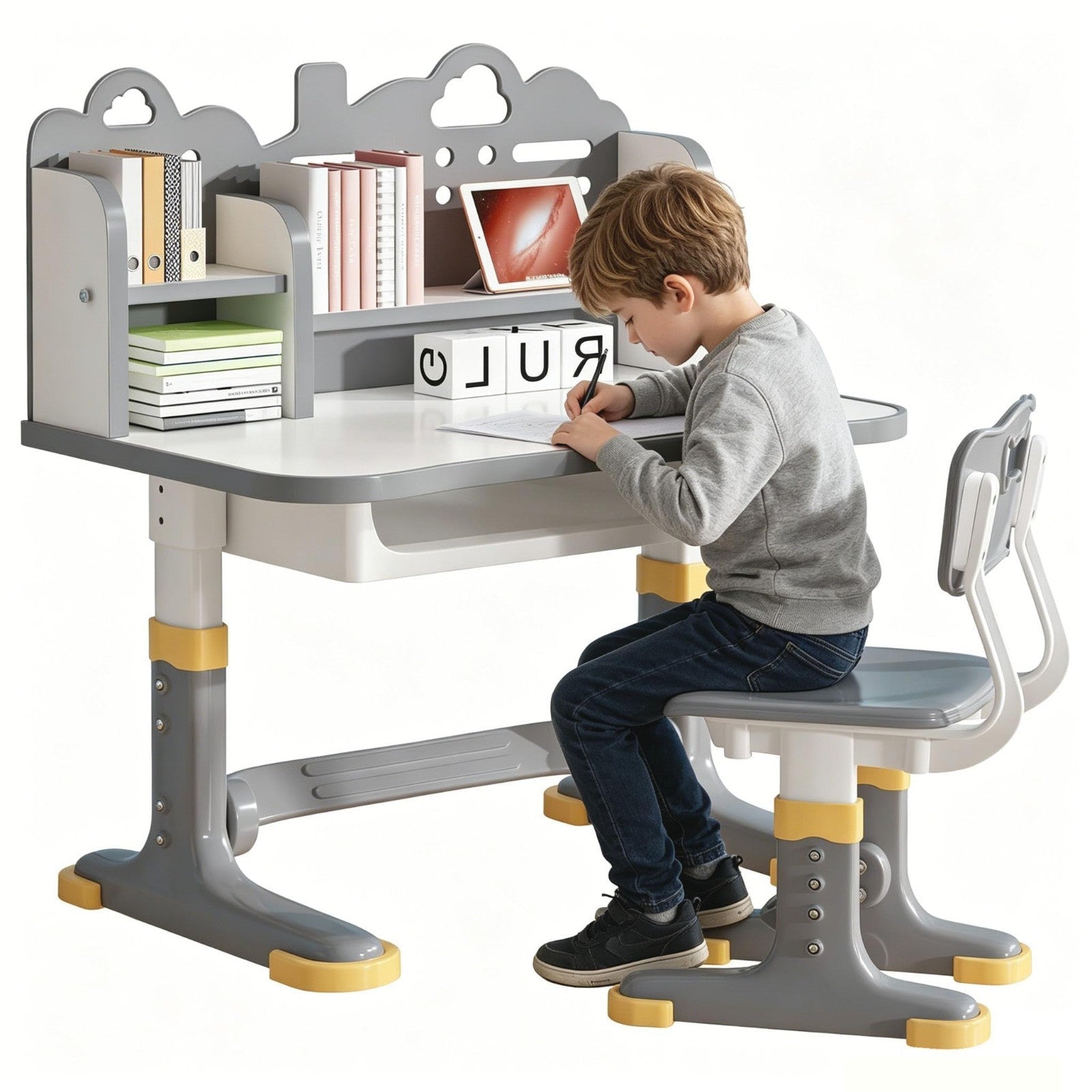 Height Adjustable Kids Study Desk & Chair Set for Ages 3 12   Learning Furniture1