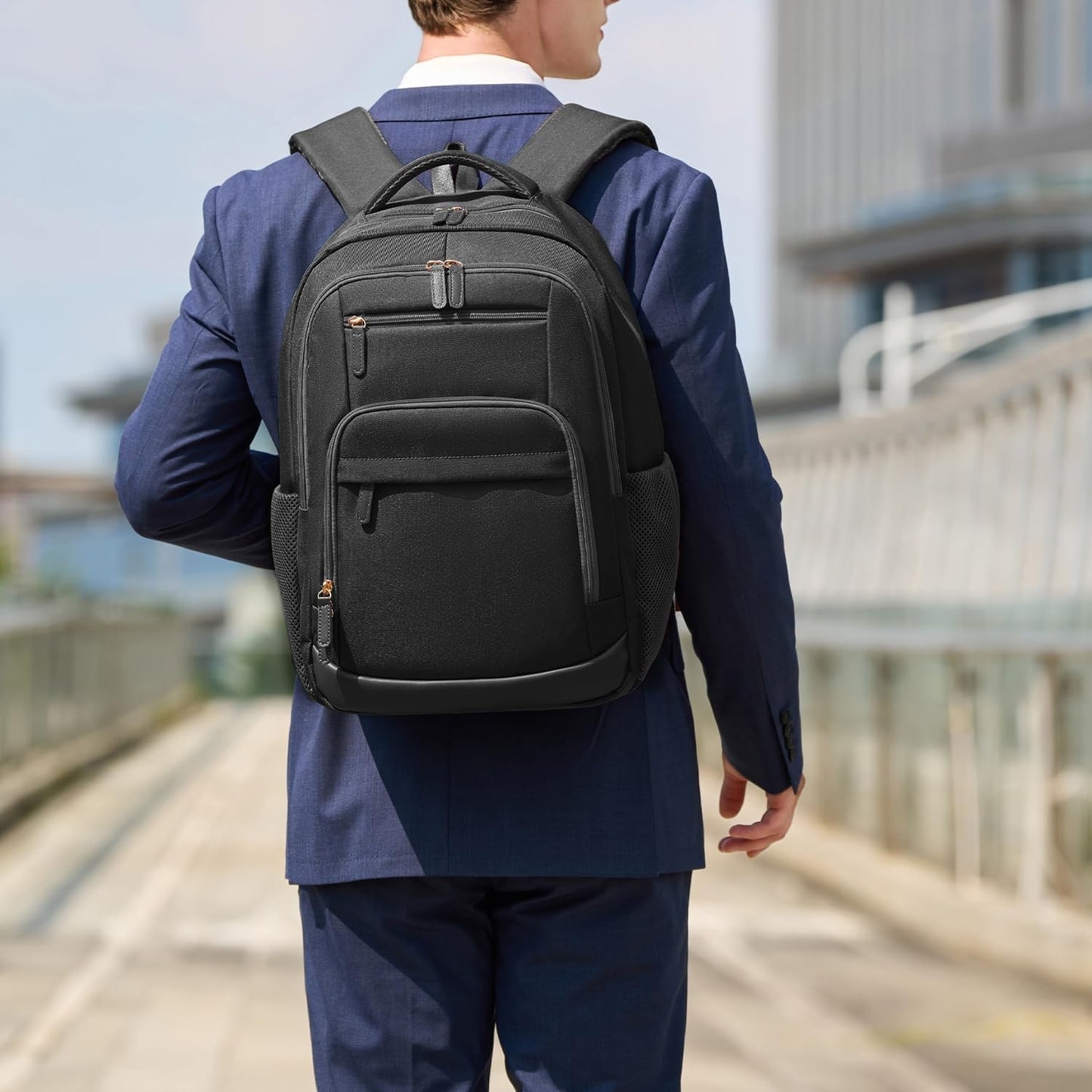 40L Travel Backpack for Men & Women, TSA Approved Carry-On, Fits 17" Laptop, Bla1
