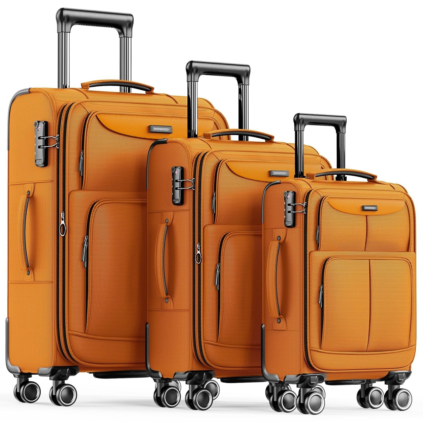 3-Piece Expandable Softside Luggage Set - Durable Oxford Fabric, TSA Lock, 360°1