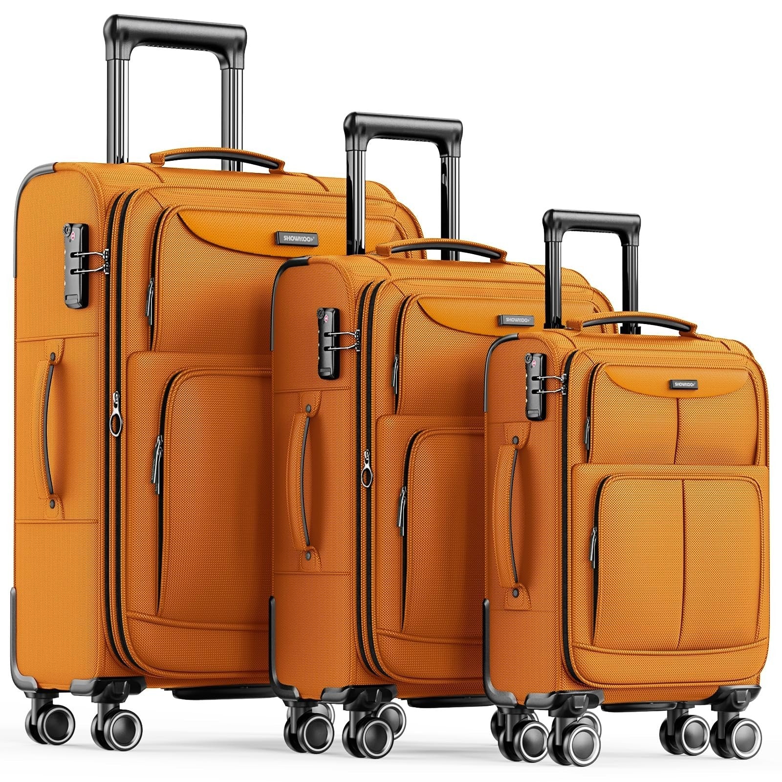 3-Piece Expandable Softside Luggage Set - Durable Oxford Fabric, TSA Lock, 360°1