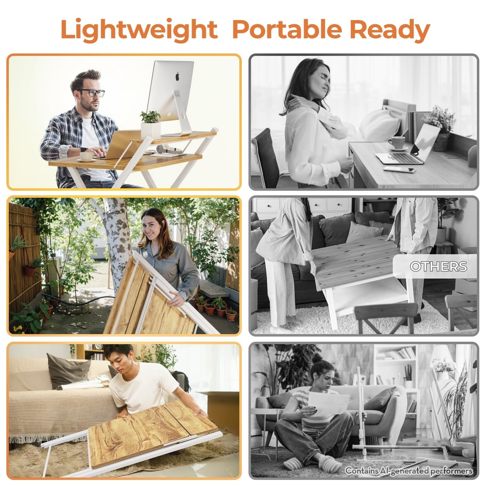 Compact Portable Computer Desk - 2-Tier Space-Saving Foldable Table for Home Off6
