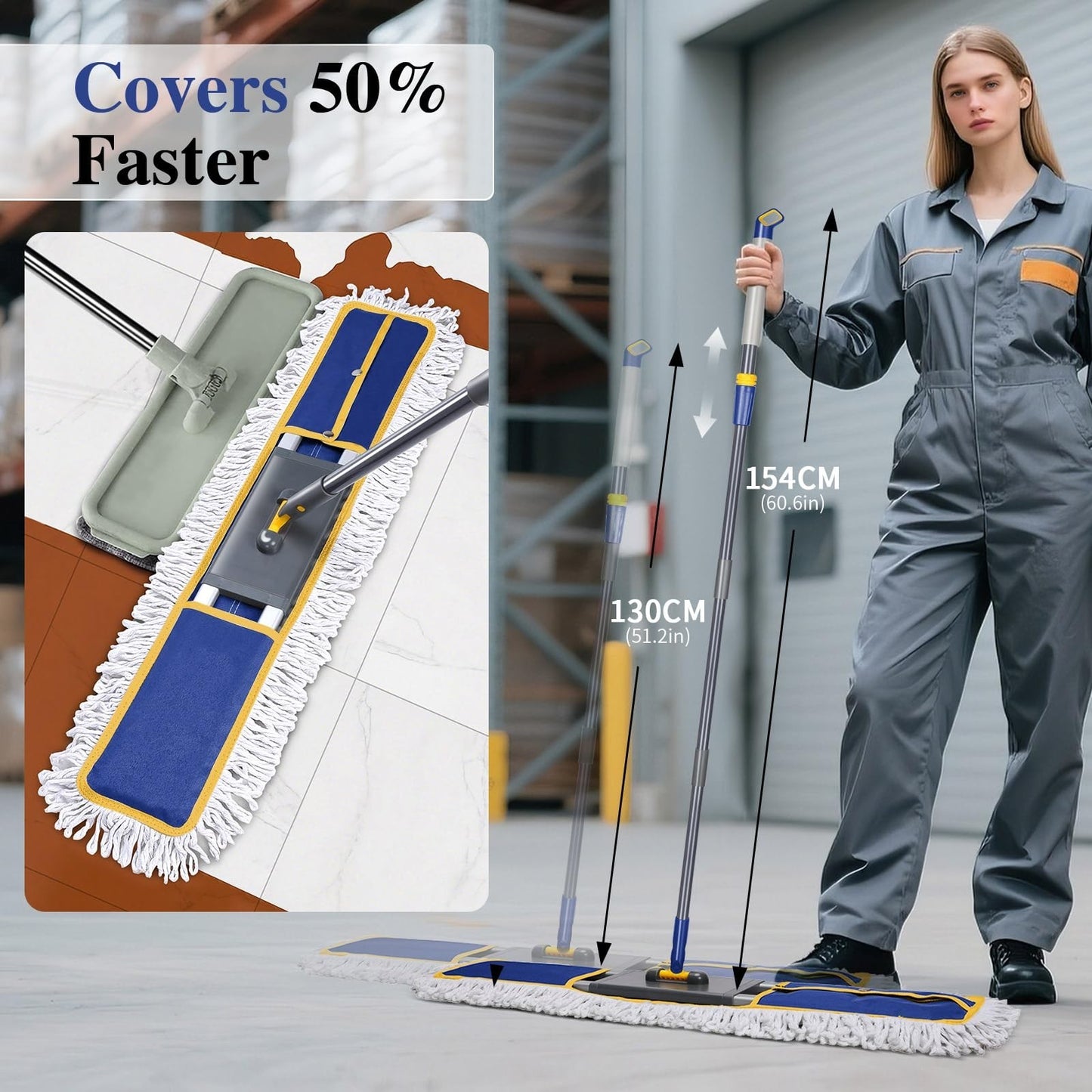 36" Commercial Microfiber Dust Mop - Large Floor Cleaning Tool, Heavy Duty2