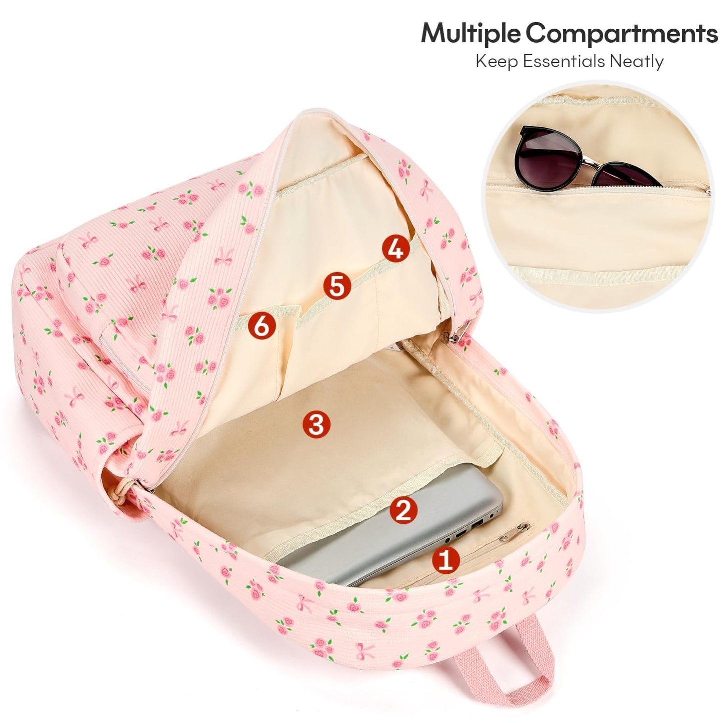 Trendy Corduroy Kids Backpack, Cute School Bag for Girls, Preppy Style Bookbag3
