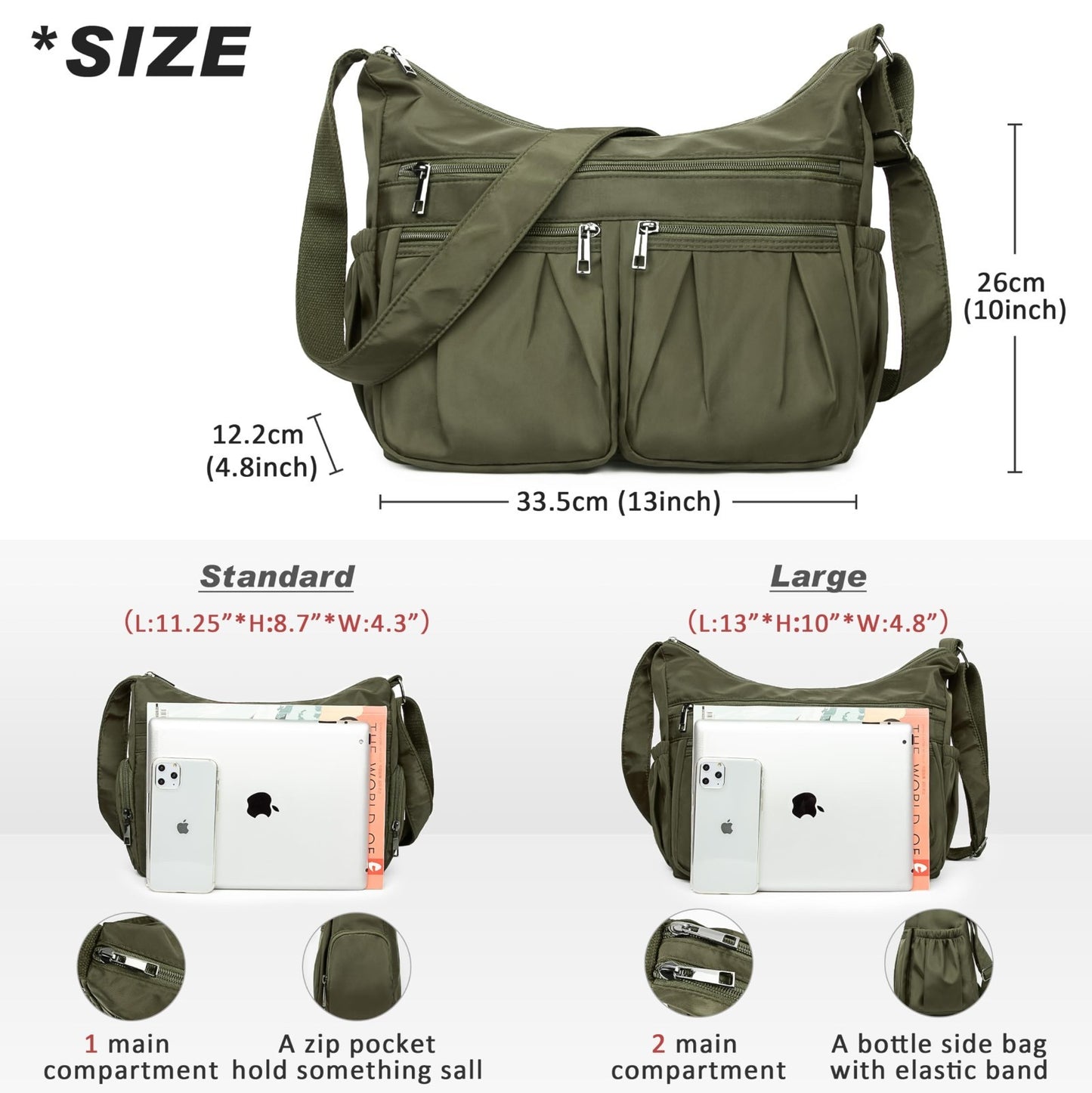 Lightweight Waterproof Nylon Crossbody Purse for Women - Travel Handbag, Pocketb3