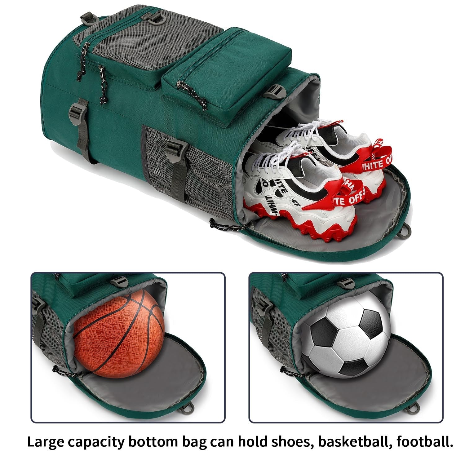 Waterproof Gym Duffel Backpack with Shoe Compartment, 4 Carry Methods, Sports &3