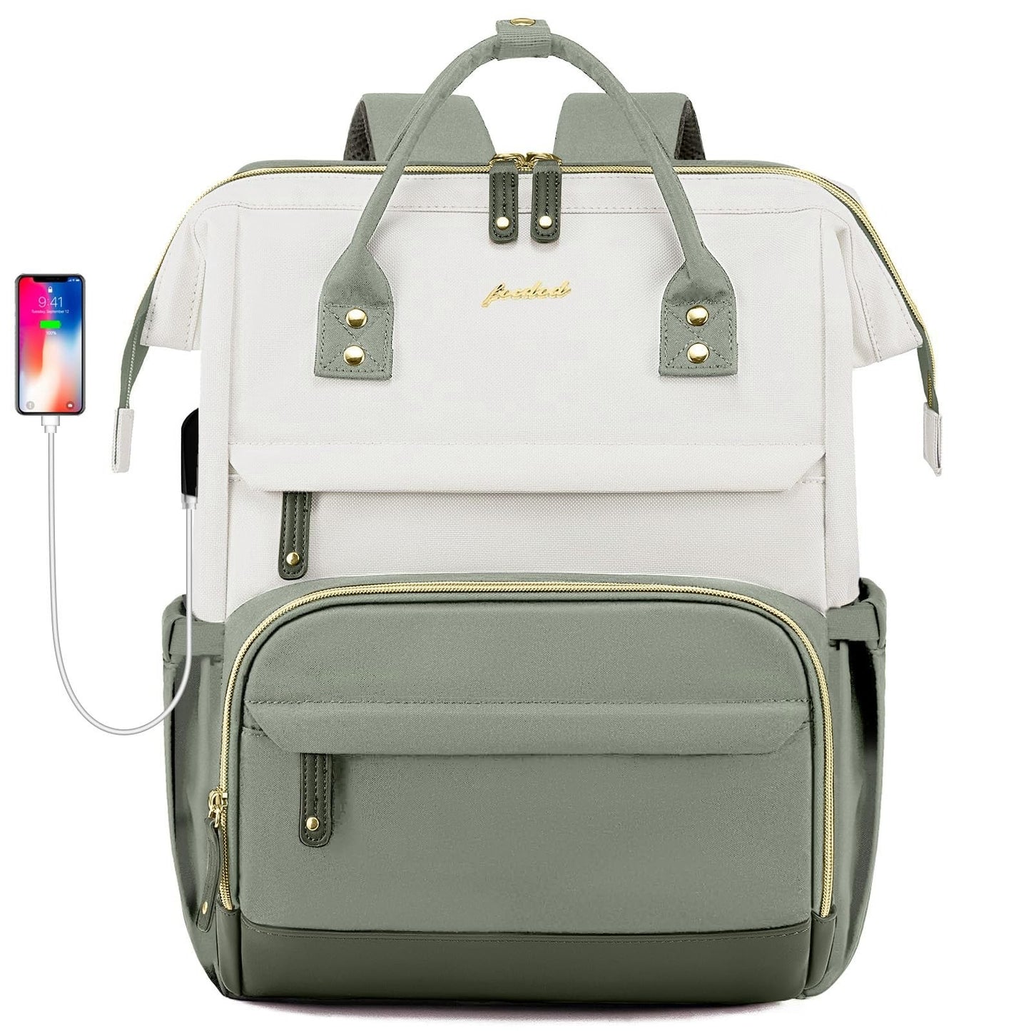 15.6" Laptop Backpack for Women, USB Charging, Large Travel Work Bag, Casual Day5