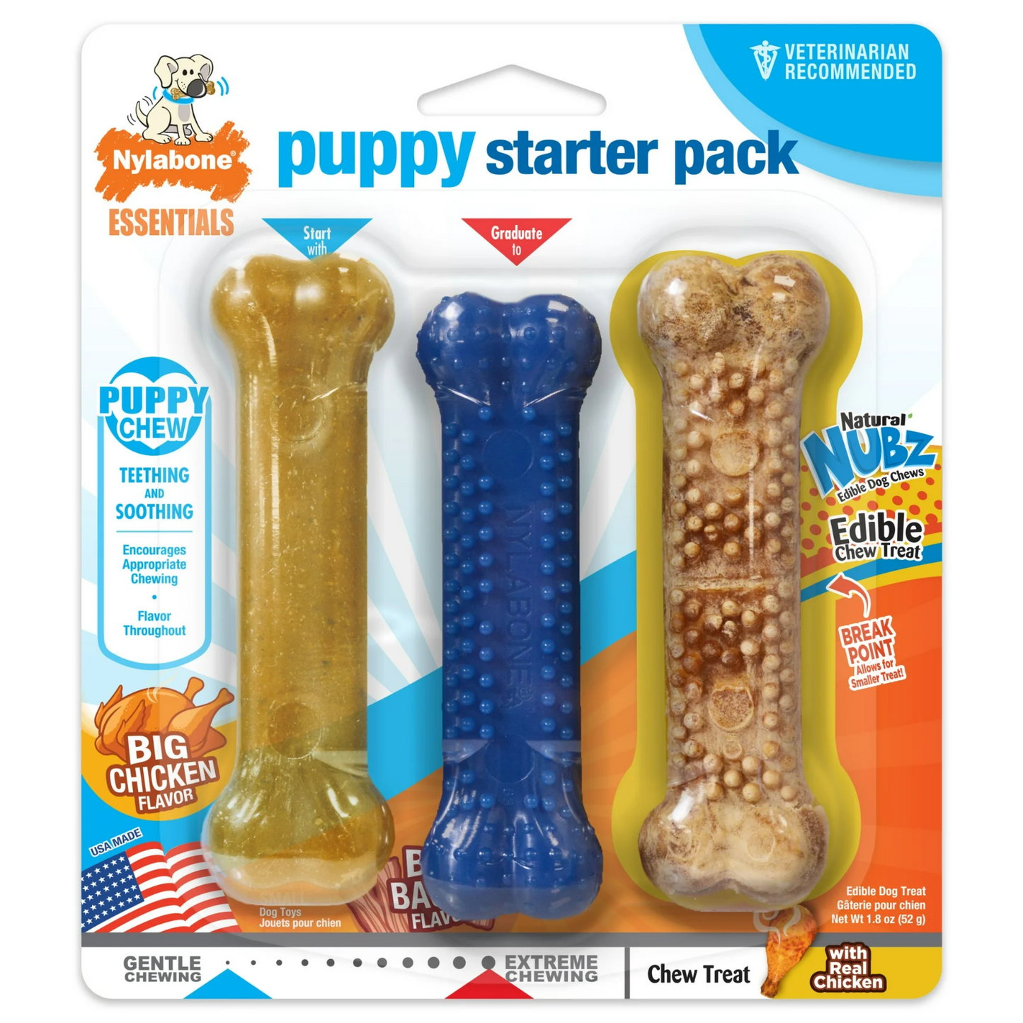 Nylabone Puppy Chew Variety Toy & Treat Triple Pack 3 count, Regular0