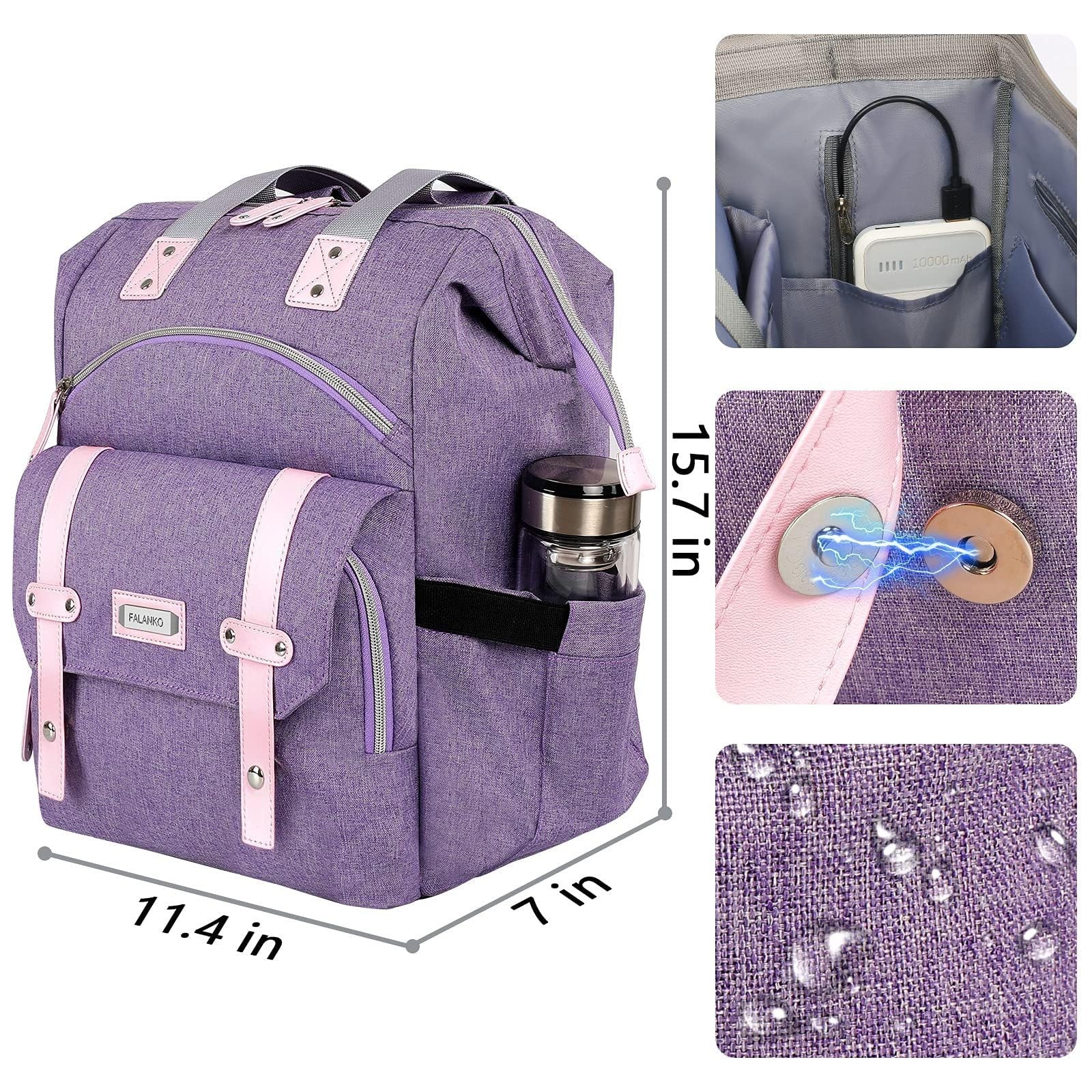 Stylish Anti Theft Laptop Backpack for Women, RFID Protection, Water Resistant,2