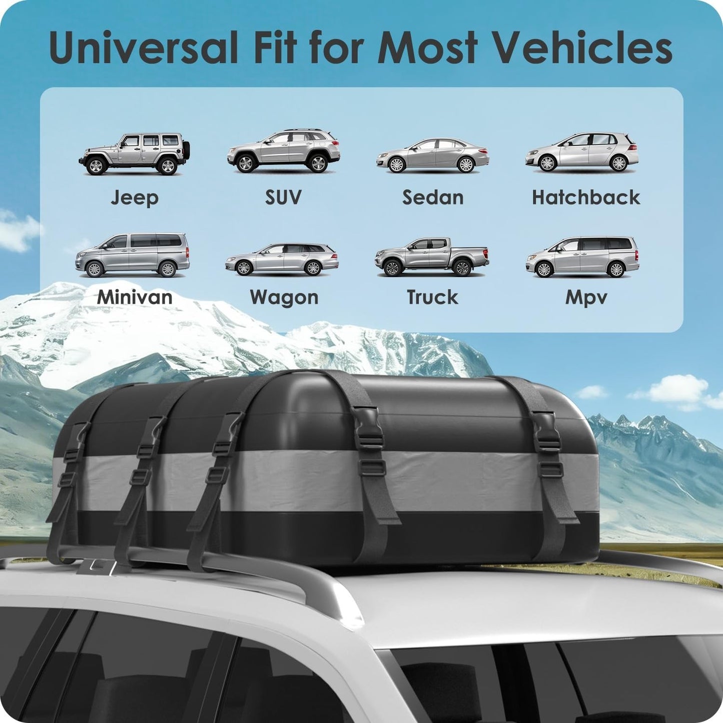 Rooftop Cargo Carrier Bag 15-20 Cu Ft Waterproof Storage for Cars SUV Travel4