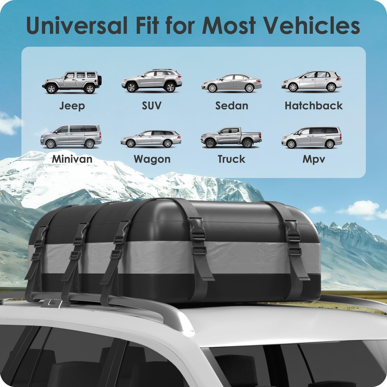 Rooftop Cargo Carrier Bag 15-20 Cu Ft Waterproof Storage for Cars SUV Travel4