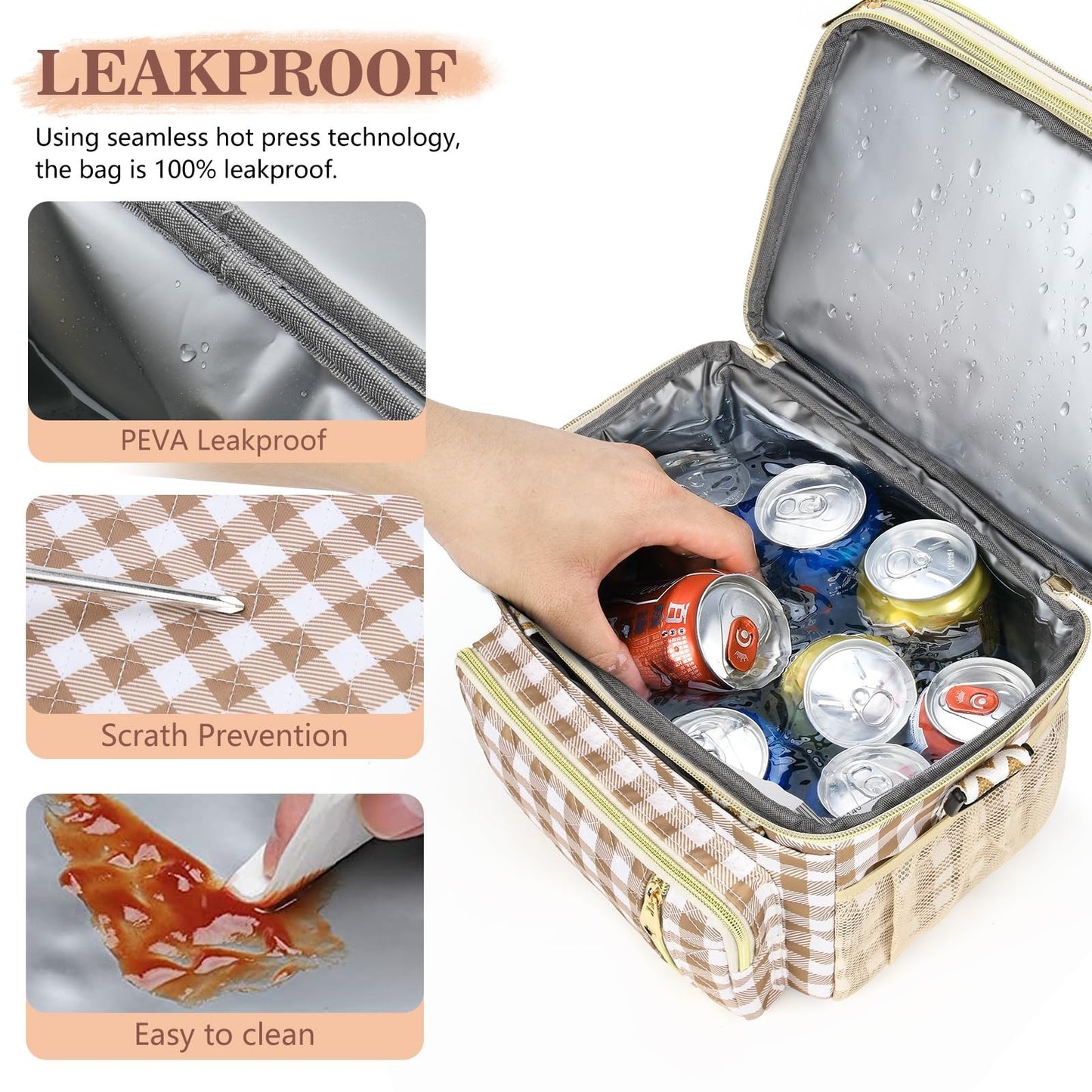 Insulated Lunch Bag for Women - 16L Expandable Leakproof Cooler with Adjustable3