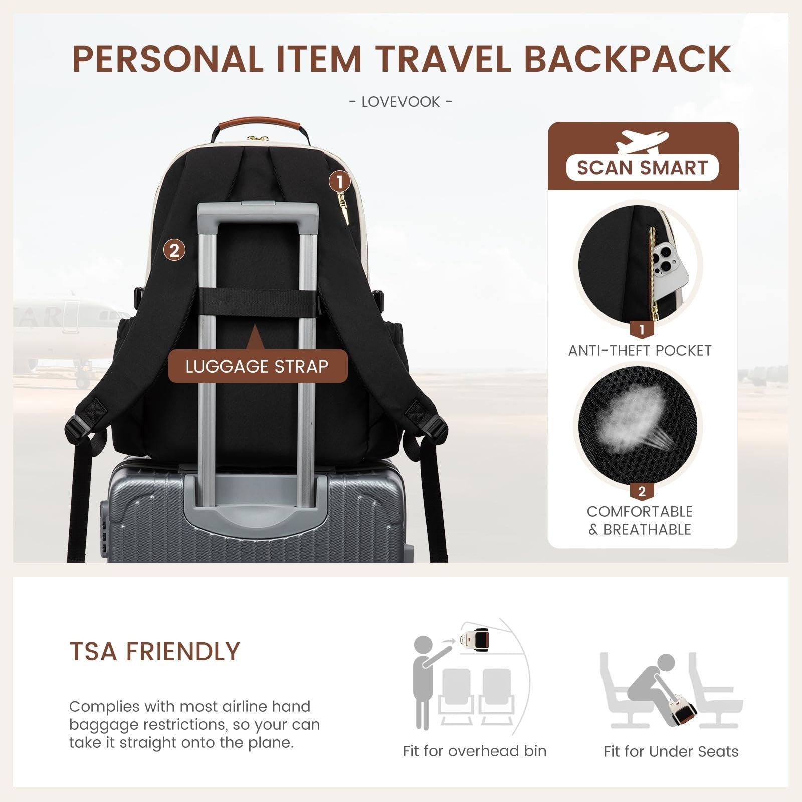 Stylish Waterproof Laptop Backpack for Women, 15.6" Large Capacity Travel Bag, P5