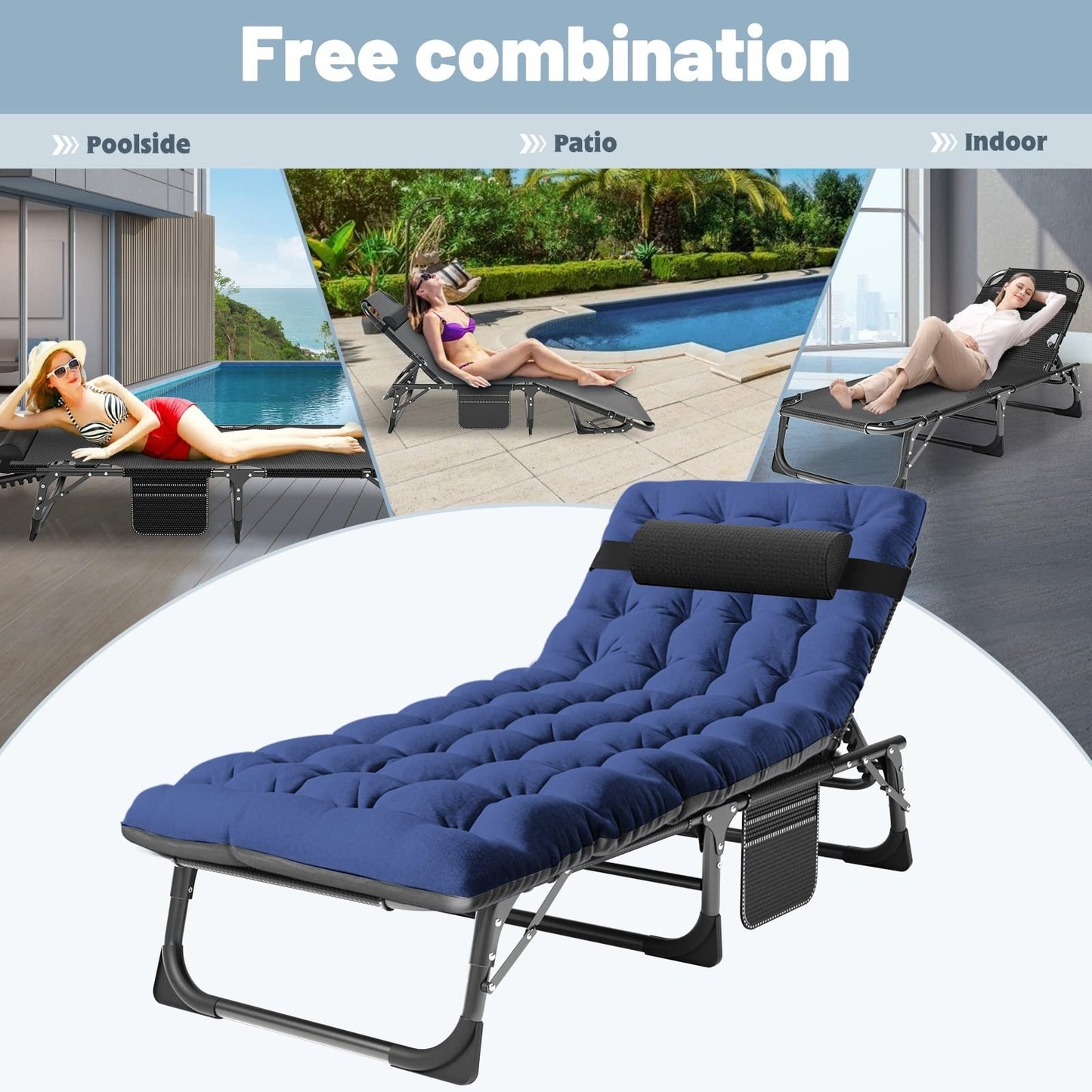 Folding Camping Cot for Adults   5 Position Adjustable Backrest & Padded Cushion7