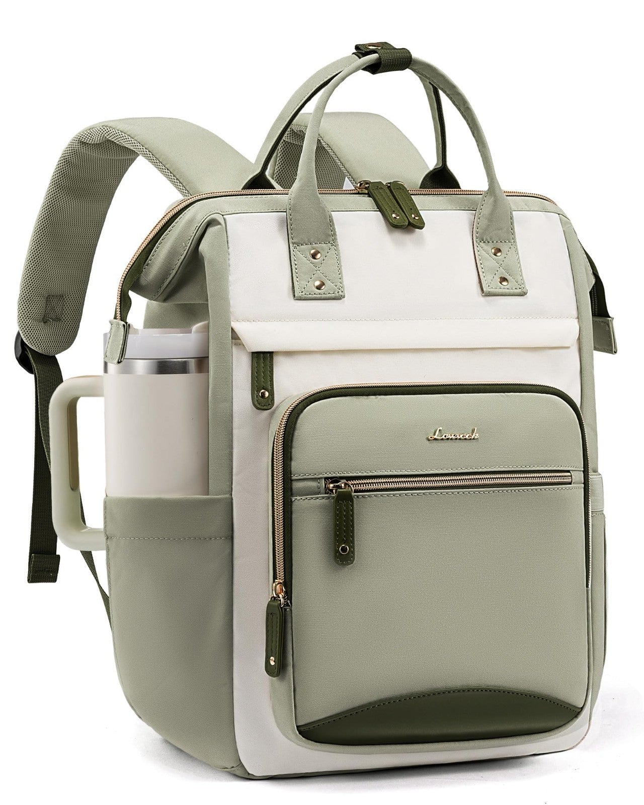 Stylish Waterproof Laptop Backpack for Women, 15.6" Large Capacity Work Bag, Cup1