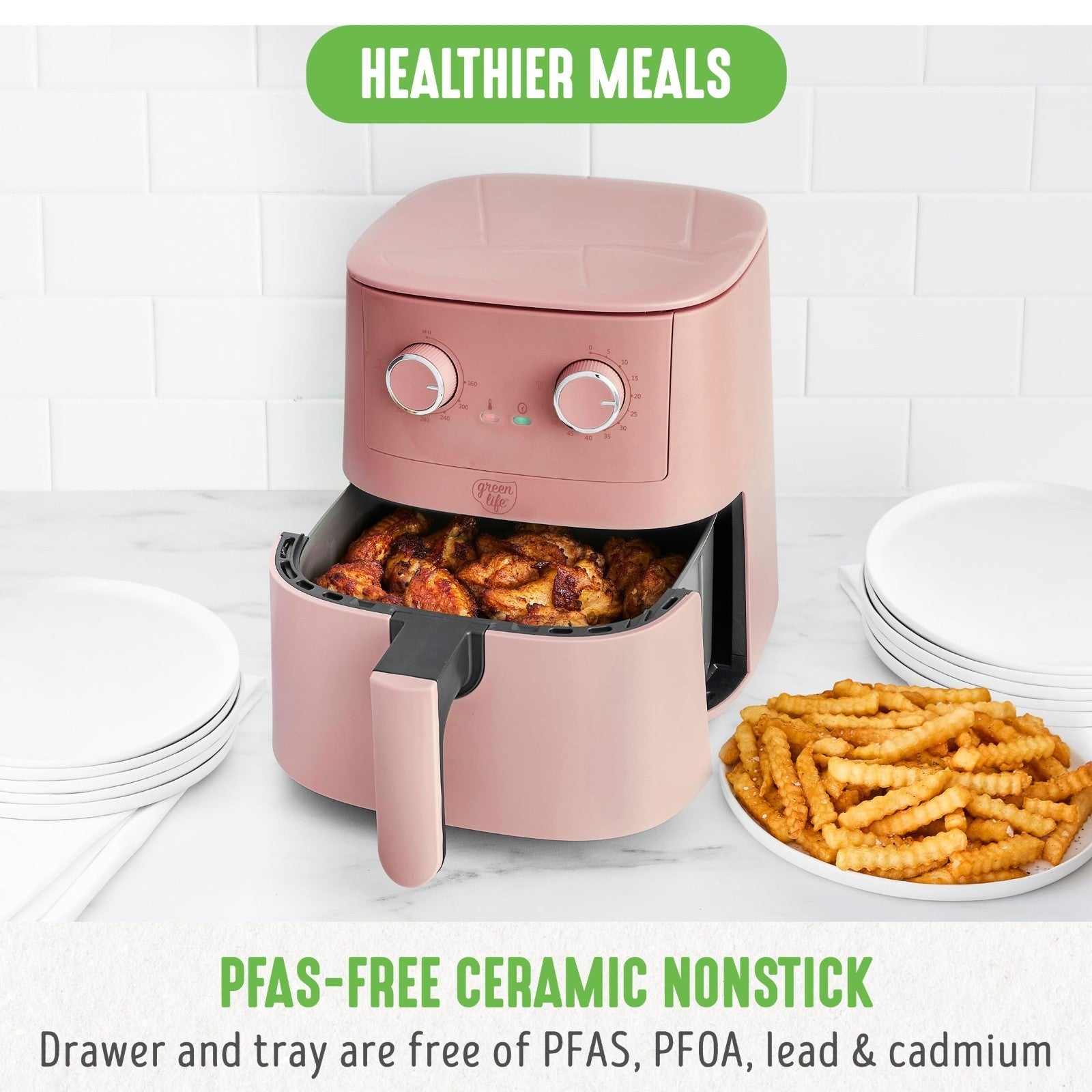 4.5QT Air Fryer with Mechanical Dial, PFAS Free Ceramic Nonstick, Adjustable Tem2