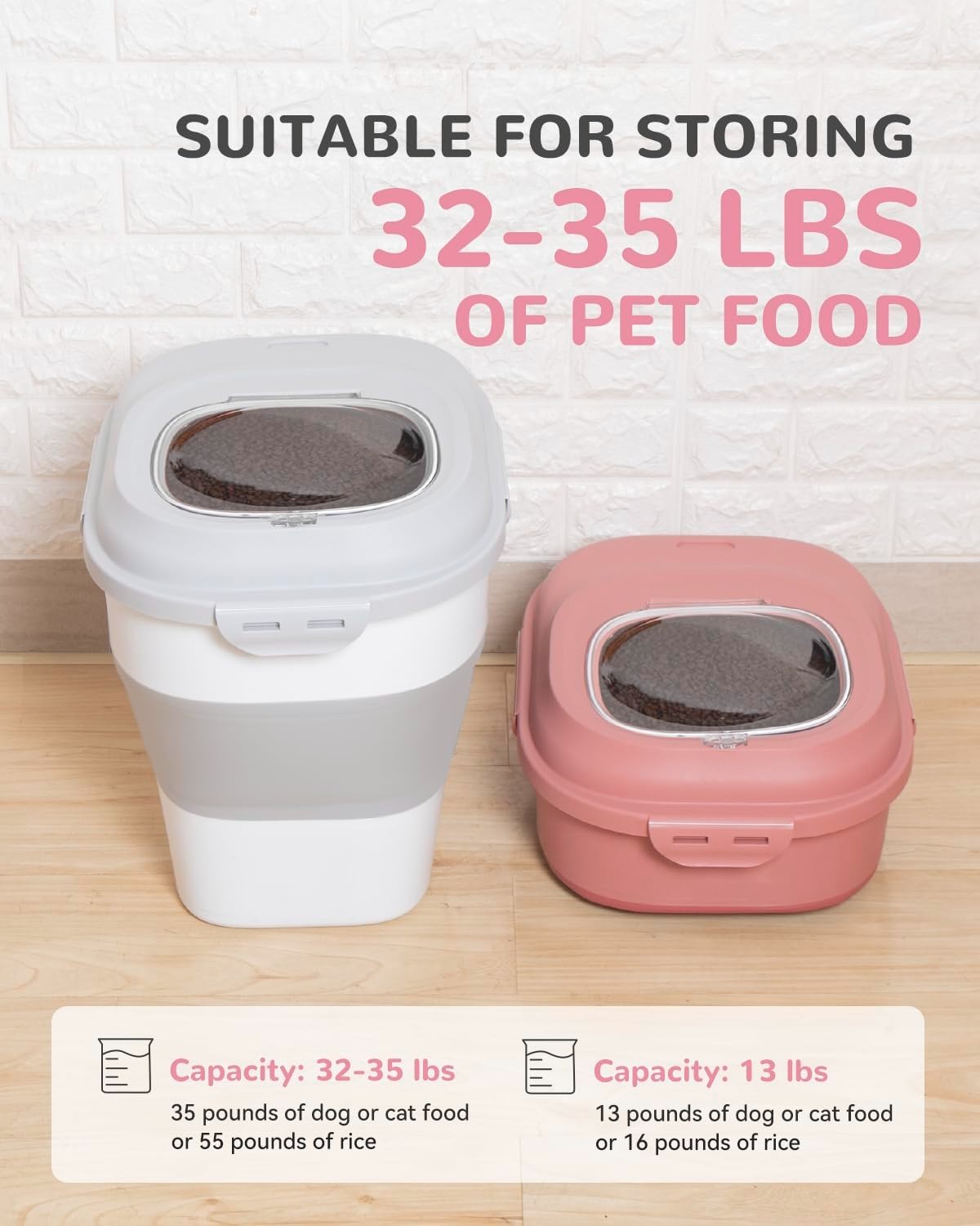 Airtight 30-35Lbs Dog Food Storage Container - Collapsible & Durable Pet Food Bi3
