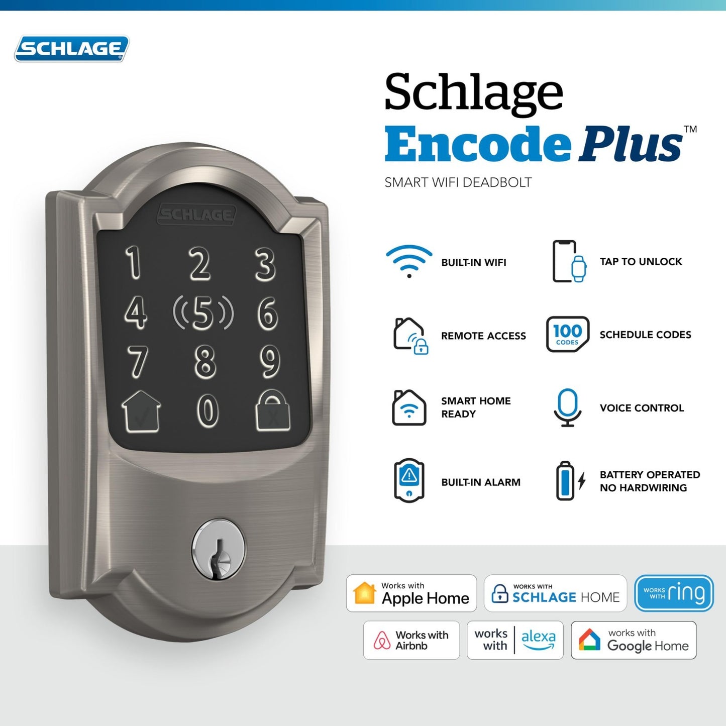 Smart WiFi Deadbolt Lock   Keyless Entry, Touchscreen, Apple Home, Alexa, Airbnb3
