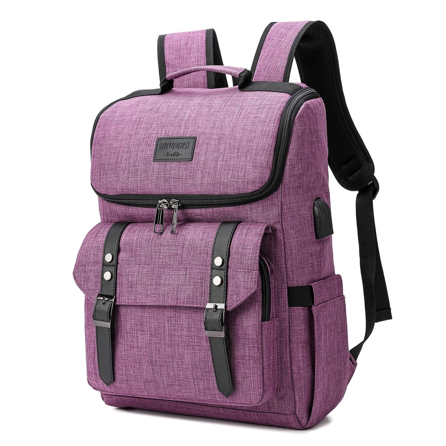 Vintage Laptop Backpack for Travel & College, USB Charging Port, Fits 15.6" - Pu1