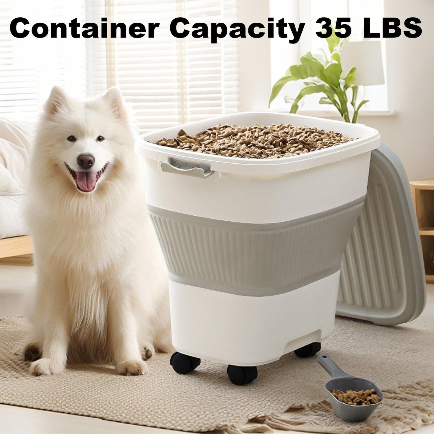 2-Pack 35 lbs Collapsible Dog Food Storage Containers with Scoop - Keep Pet Food6
