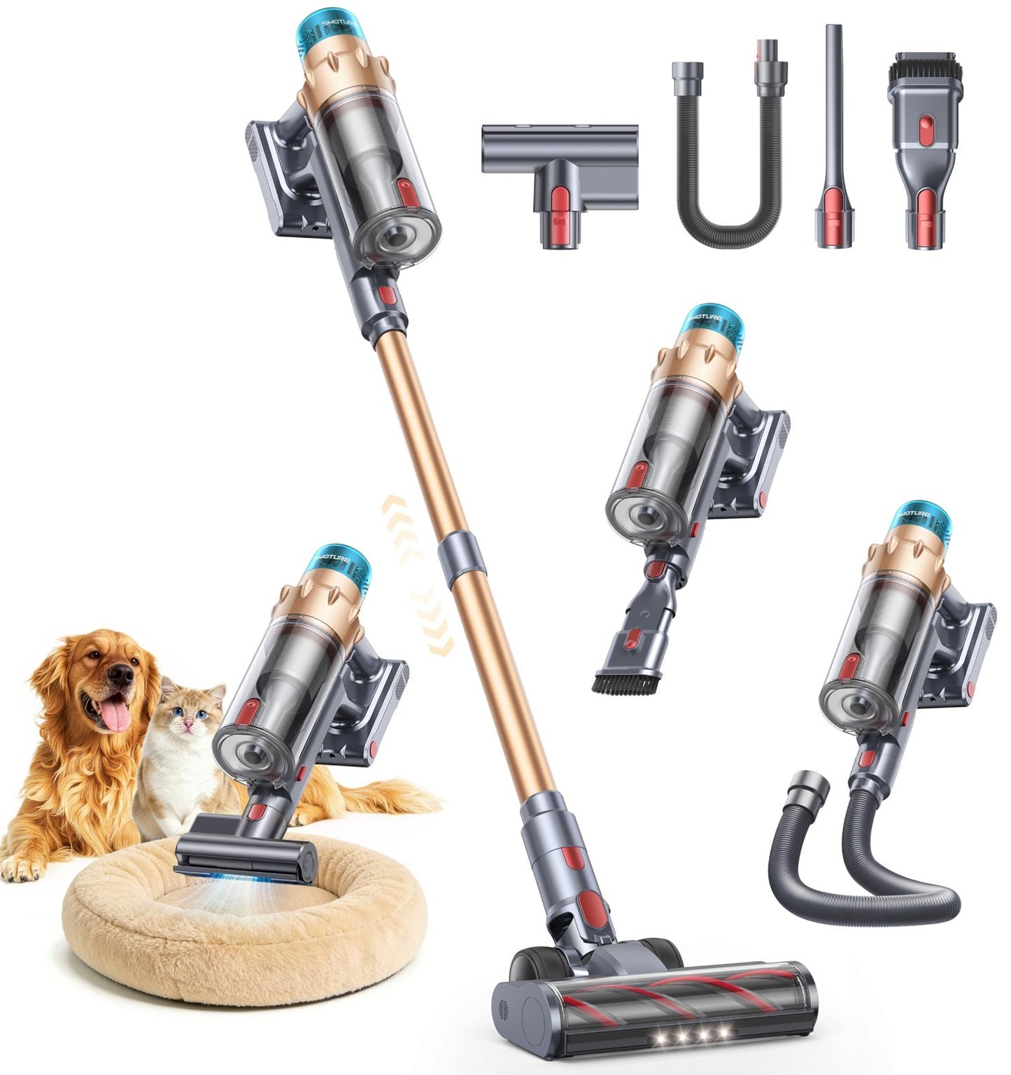 Powerful Cordless Vacuum Cleaner 55KPA 650W, 70Mins Runtime, Pet Hair, LED Touch1