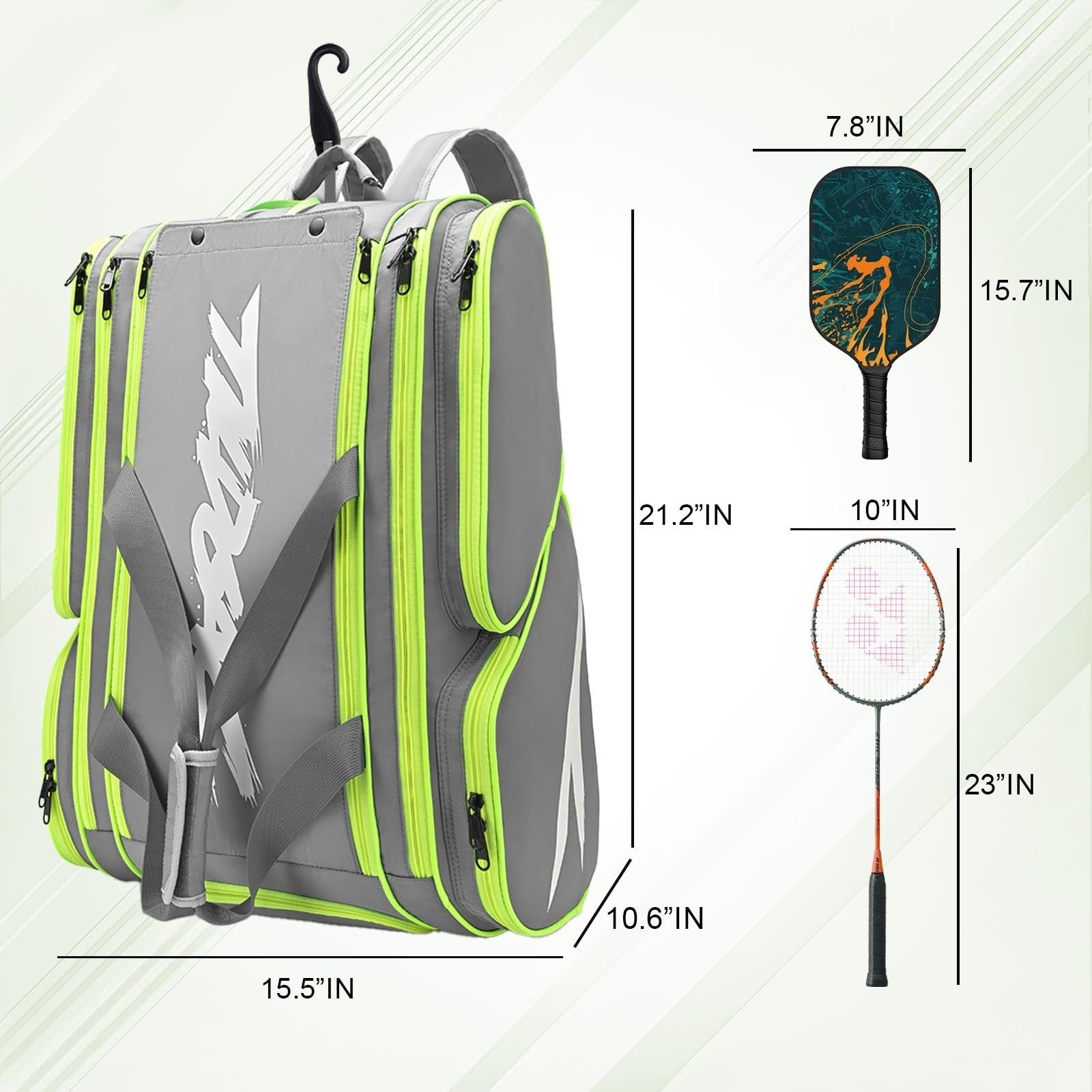 Large Pickleball Paddle Bag for 4 Paddles, Accessories, Shoe Compartment & Hook5