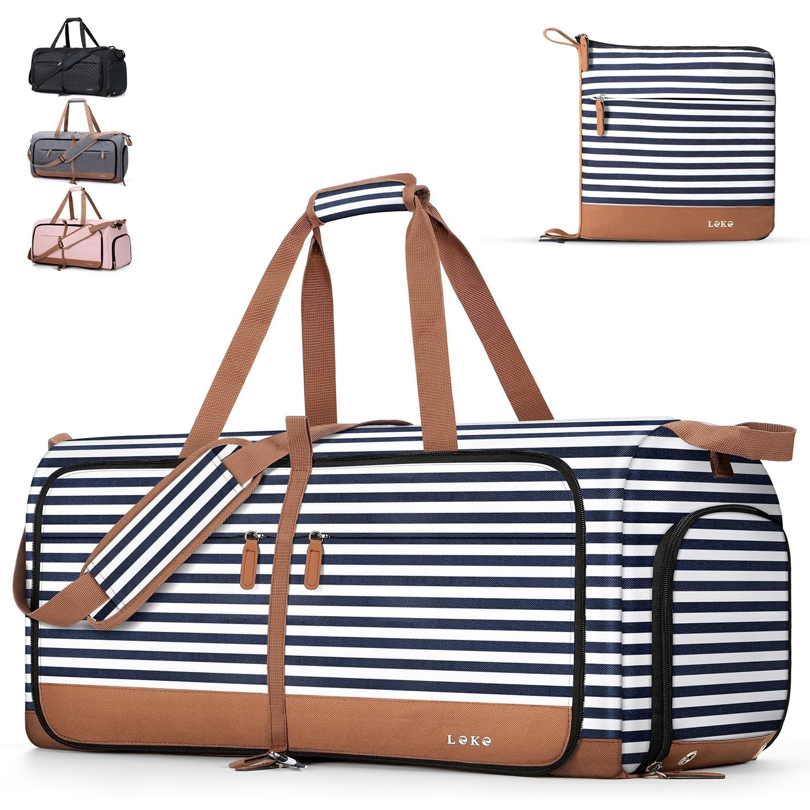 Large Foldable Travel Duffle Bag with Shoe Compartment, Weekend Carry-On Bag, 150