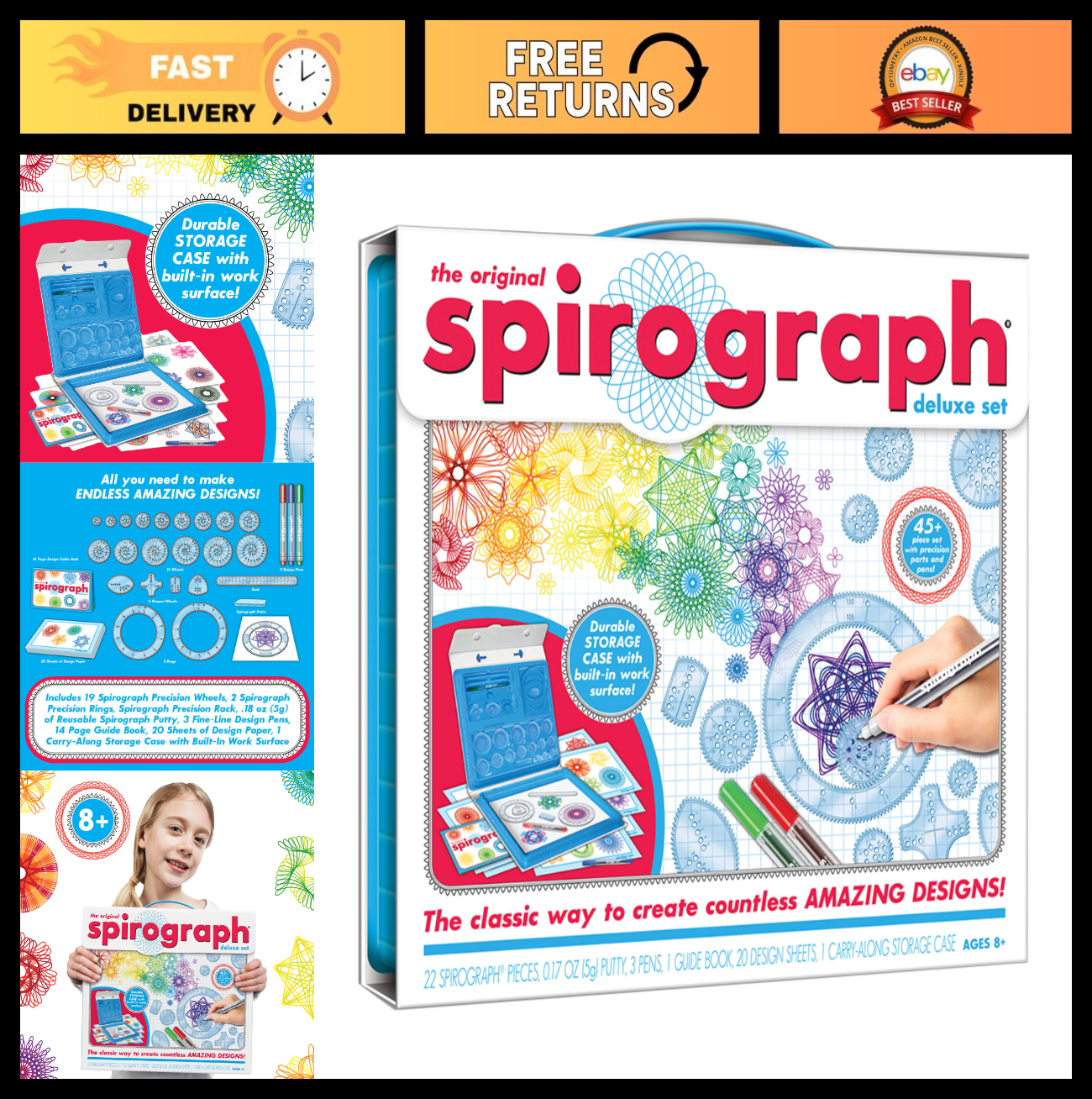Deluxe Spiral Art Drawing Kit   Create Amazing Designs   Fun for Kids 8+0