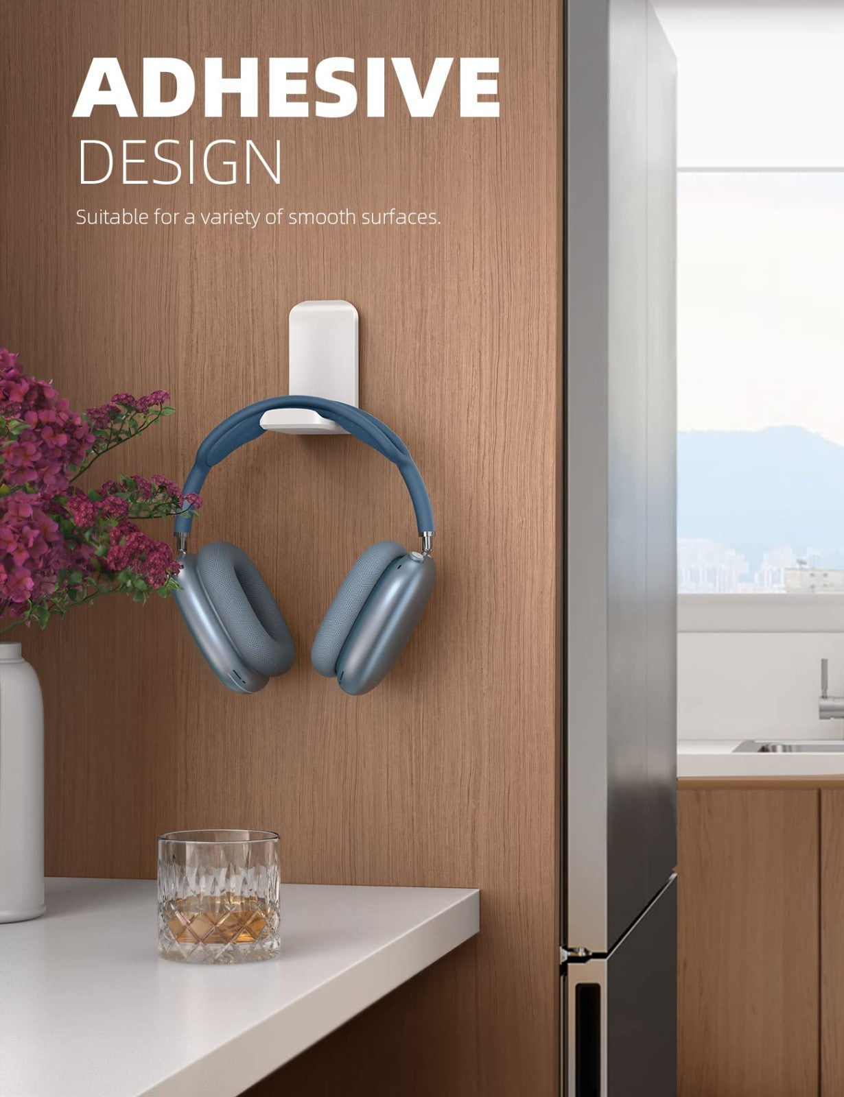2 Pack Headphone Stand & Hook, Adhesive Headset Hanger Clip Under Desk, Earphone3