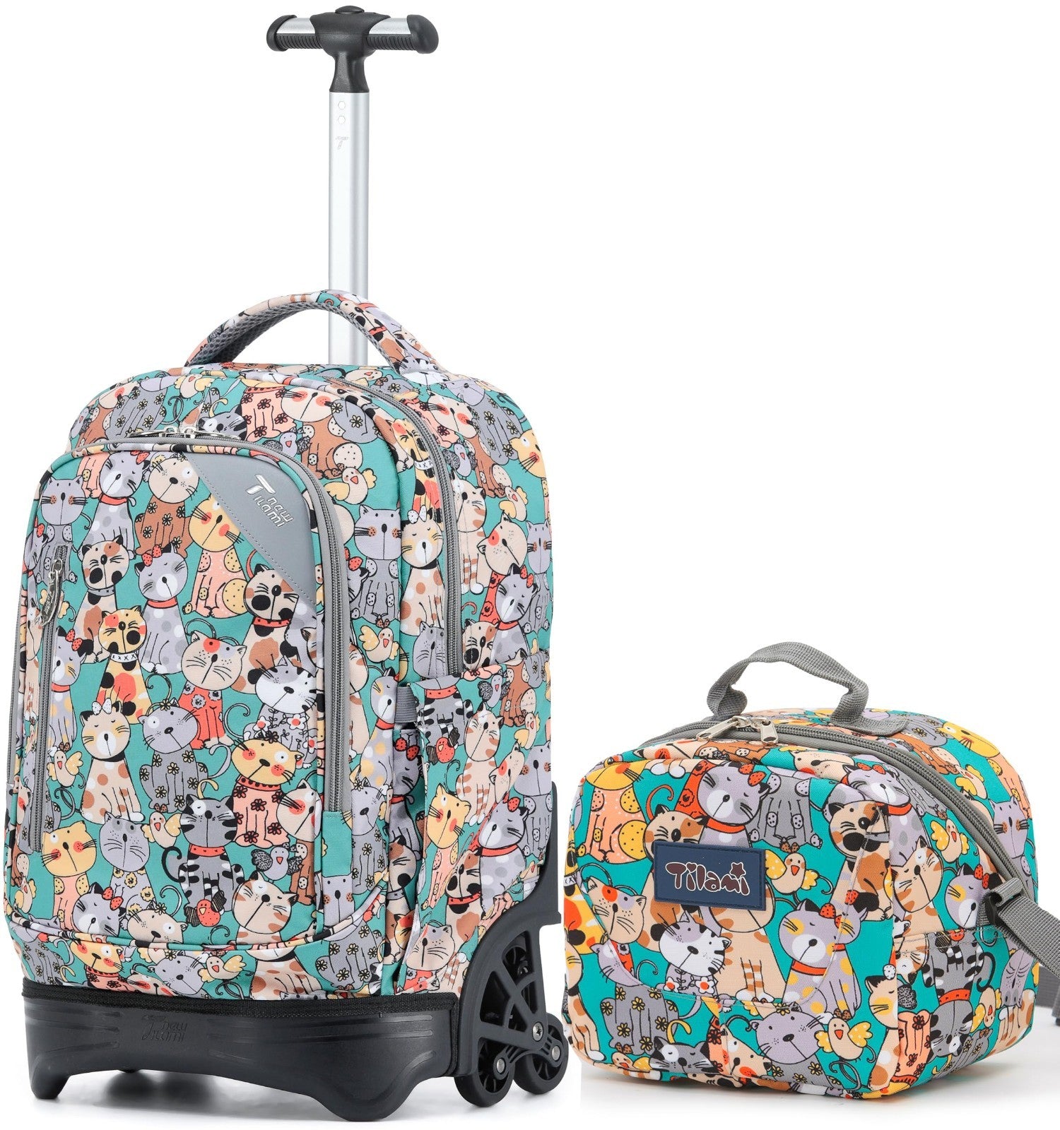 18 Inch Rolling Backpack with Lunch Bag for Kids   School Travel Bag, Durable &0