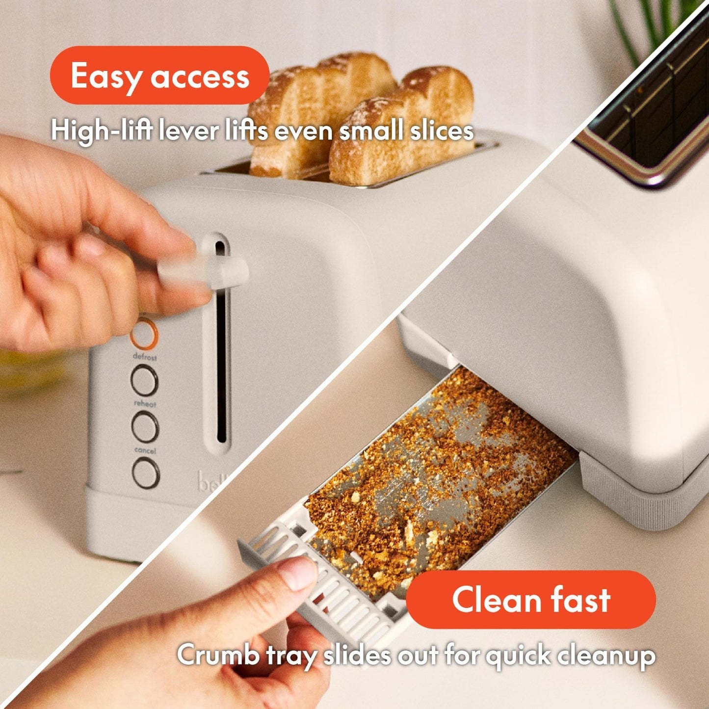 2 Slice Toaster with Extra Wide Slots, 6 Shade Settings, Oatmilk Color4