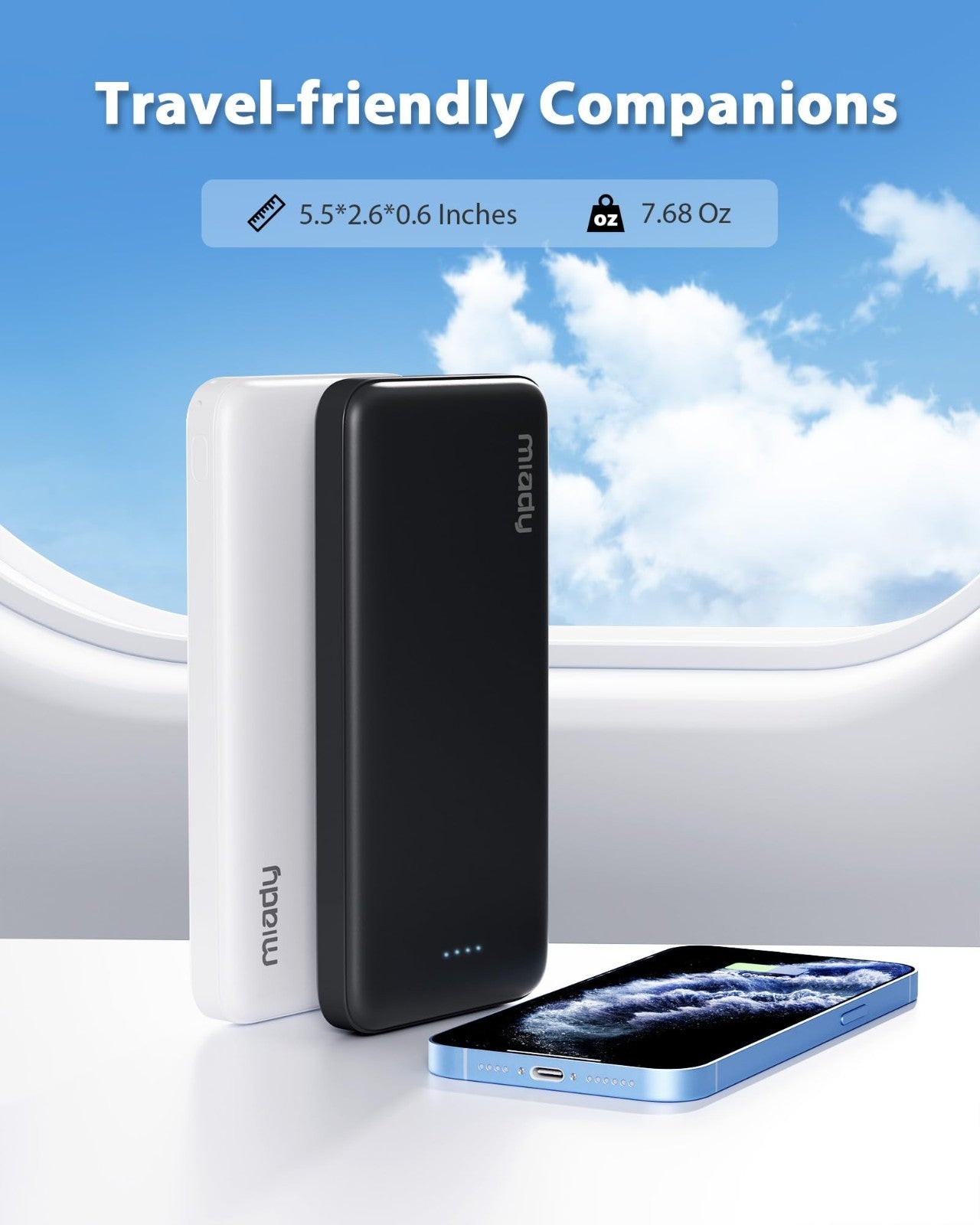 2 Pack 10000mAh Portable Power Bank Charger   Travel Battery Pack, Fast Charging7